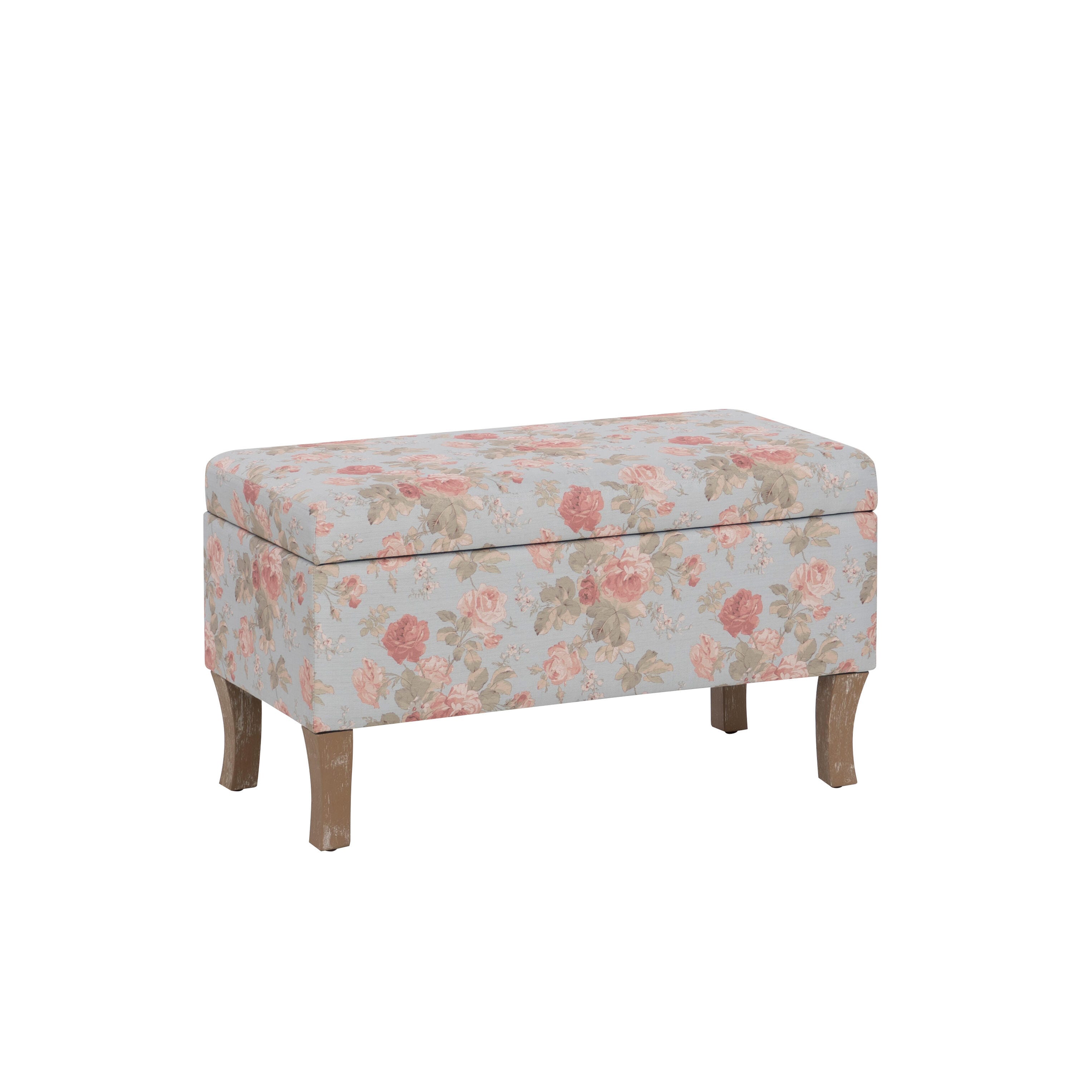 Linon Stephanie Floral Storage Bench, , large