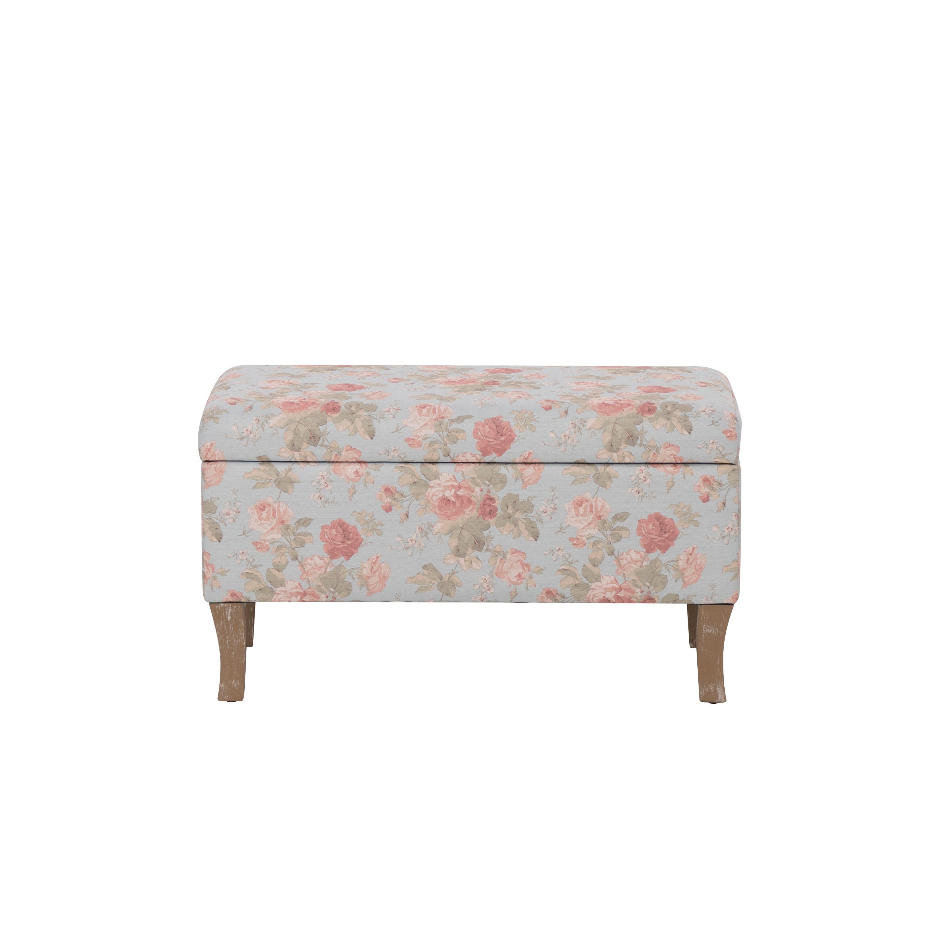 Linon Stephanie Floral Storage Bench, , large