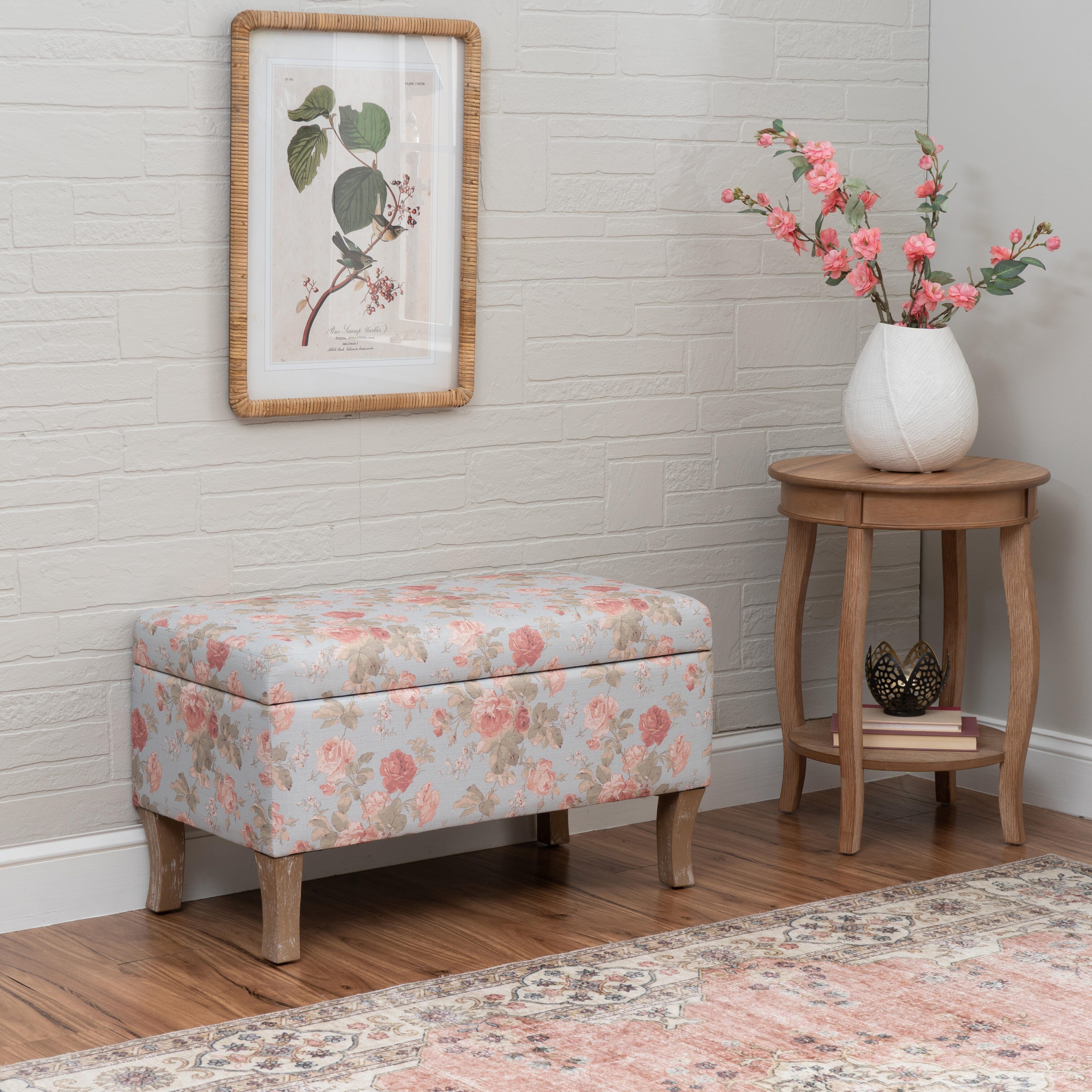 Linon Stephanie Floral Storage Bench, , large