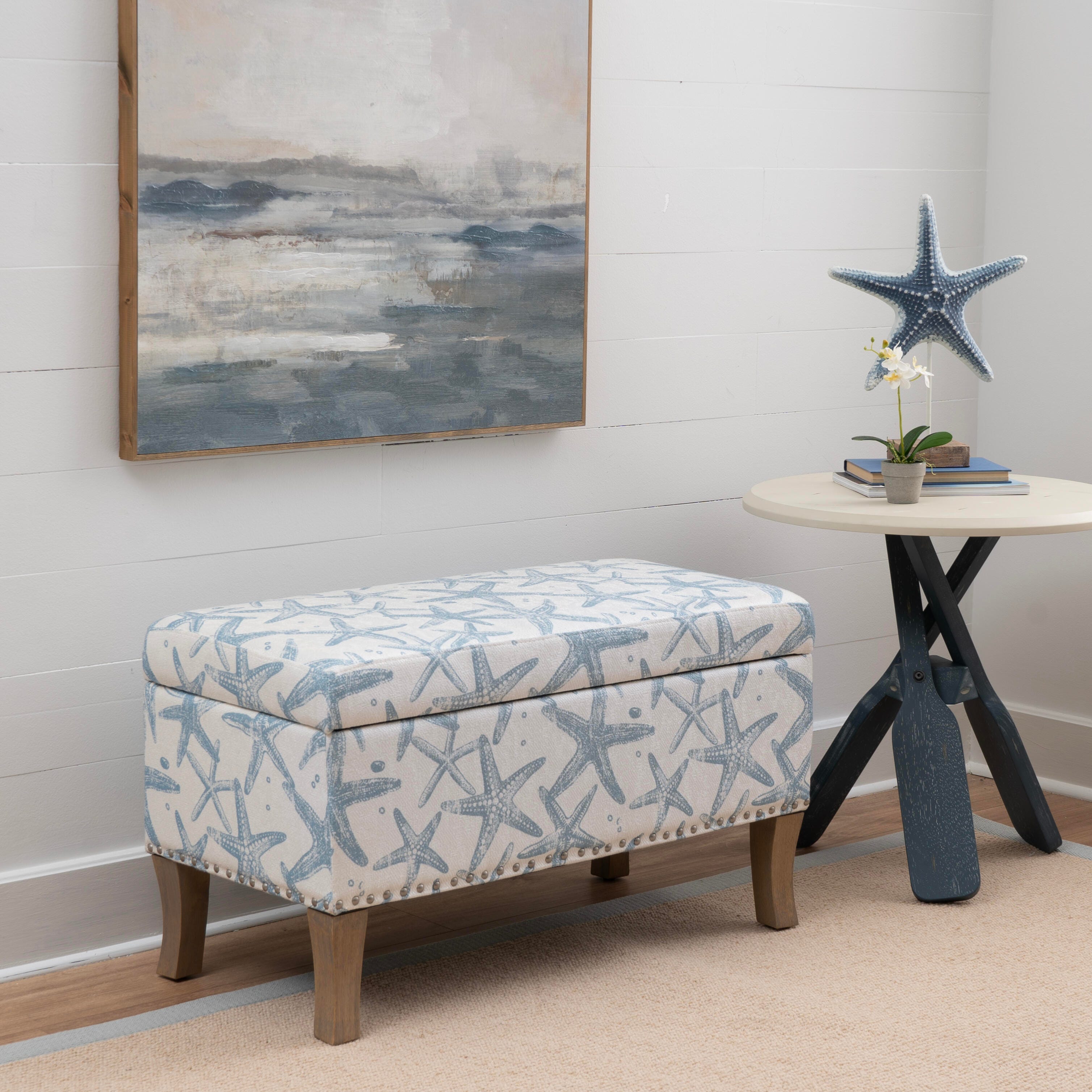 Linon Stephanie Starfish Storage Bench, , rollover