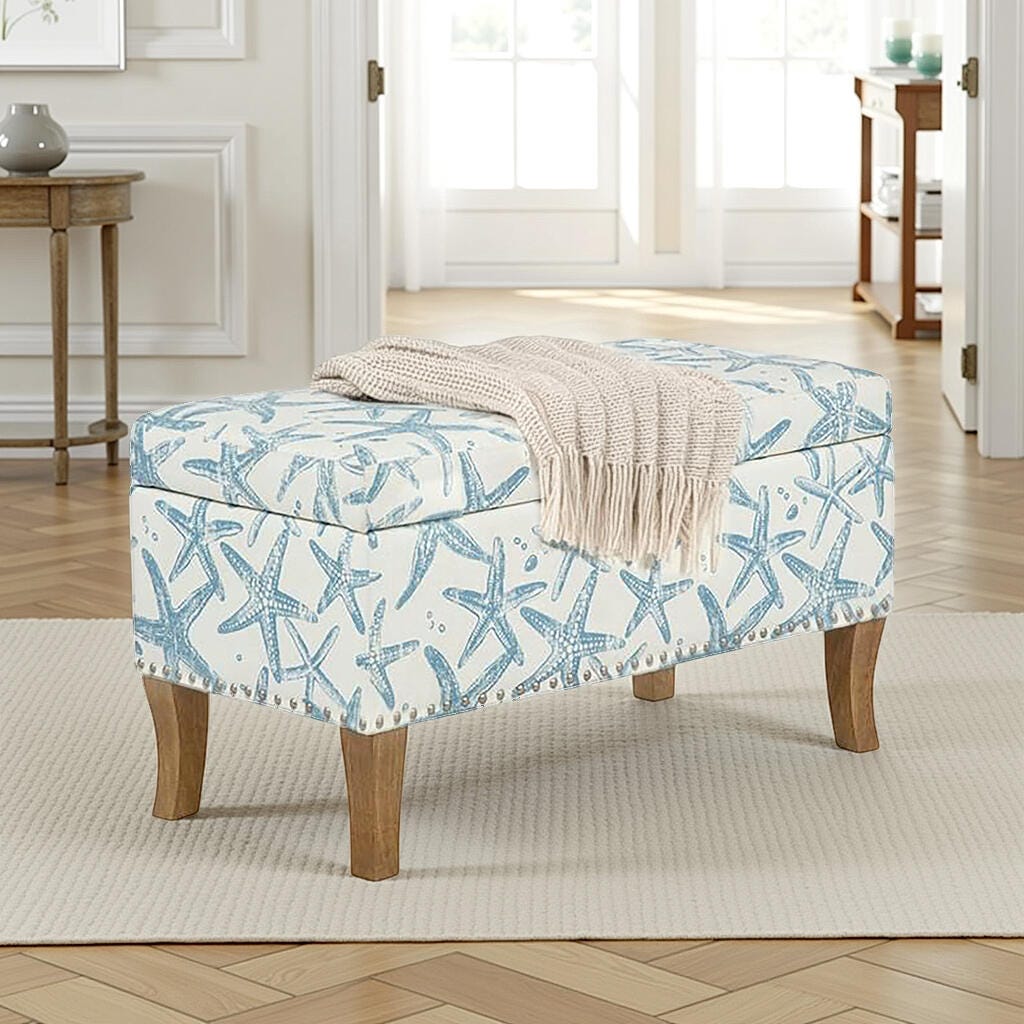 Linon Stephanie Starfish Storage Bench, , large