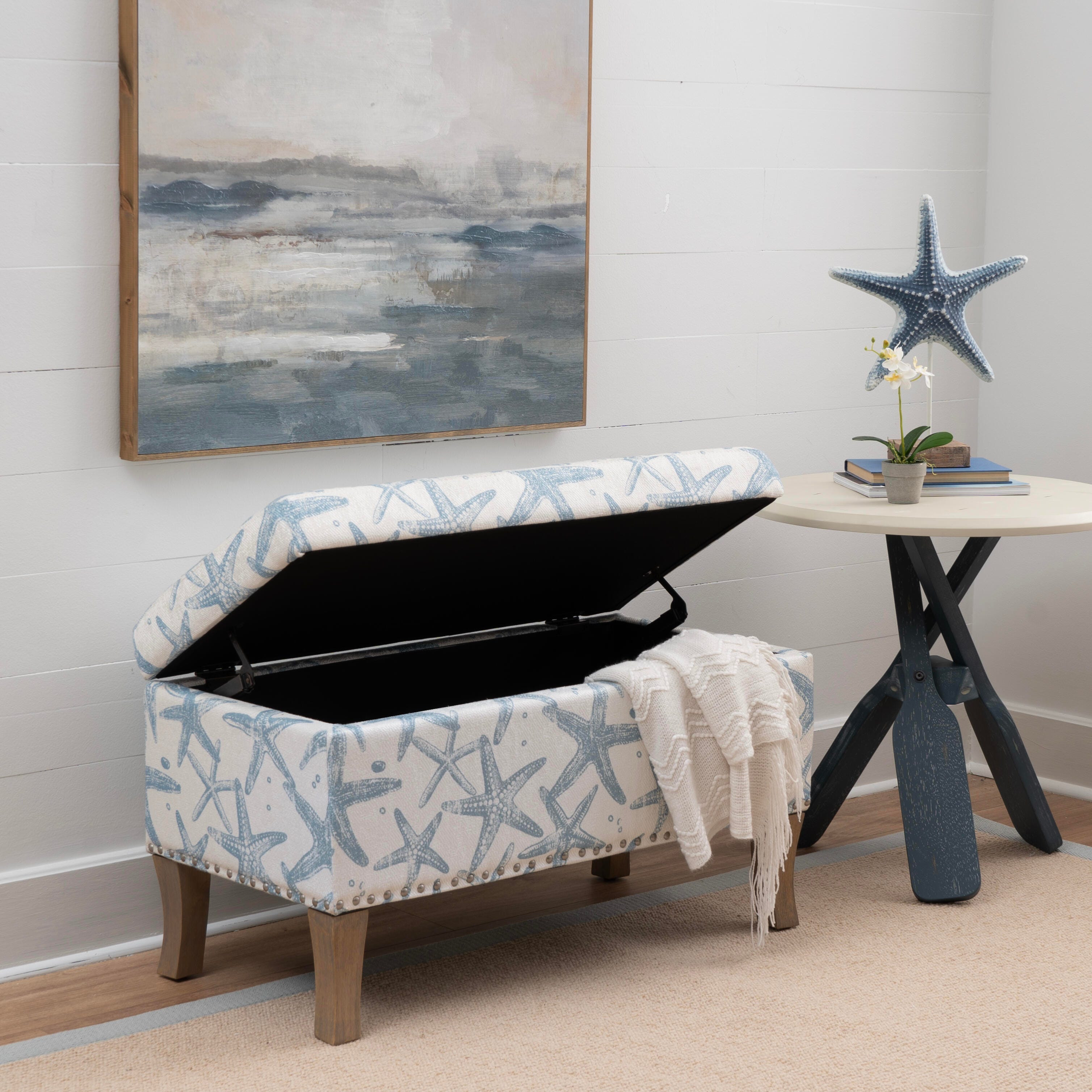 Linon Stephanie Starfish Storage Bench, , large