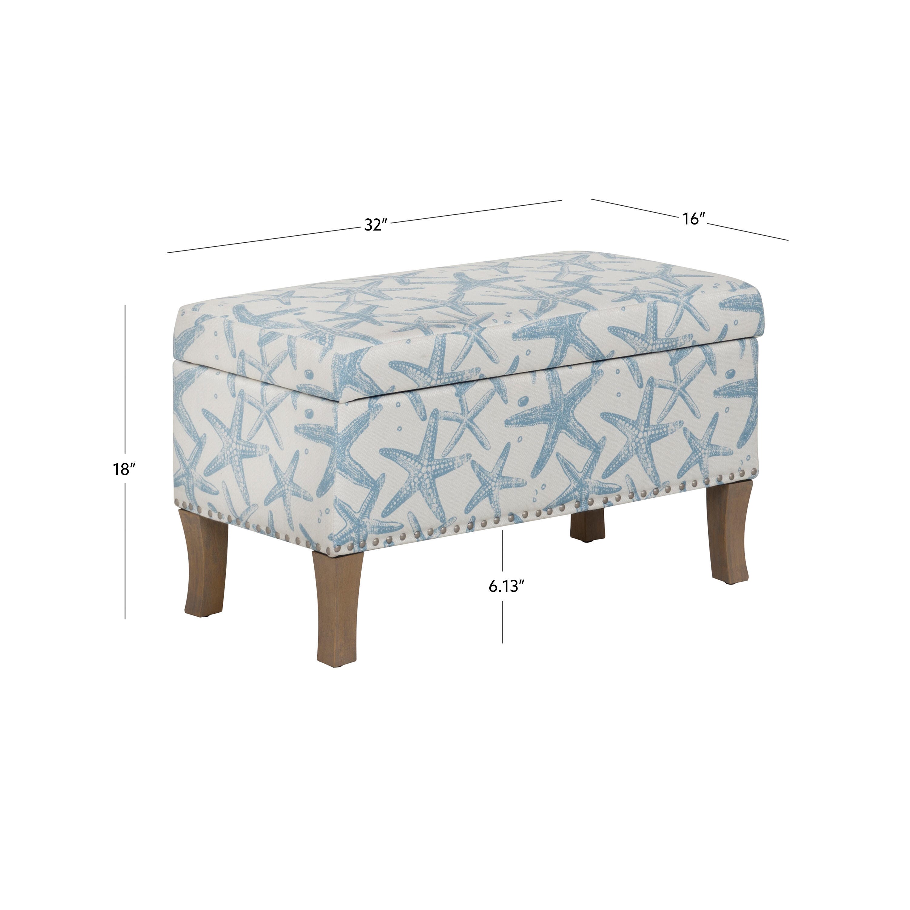 Linon Stephanie Starfish Storage Bench, , large