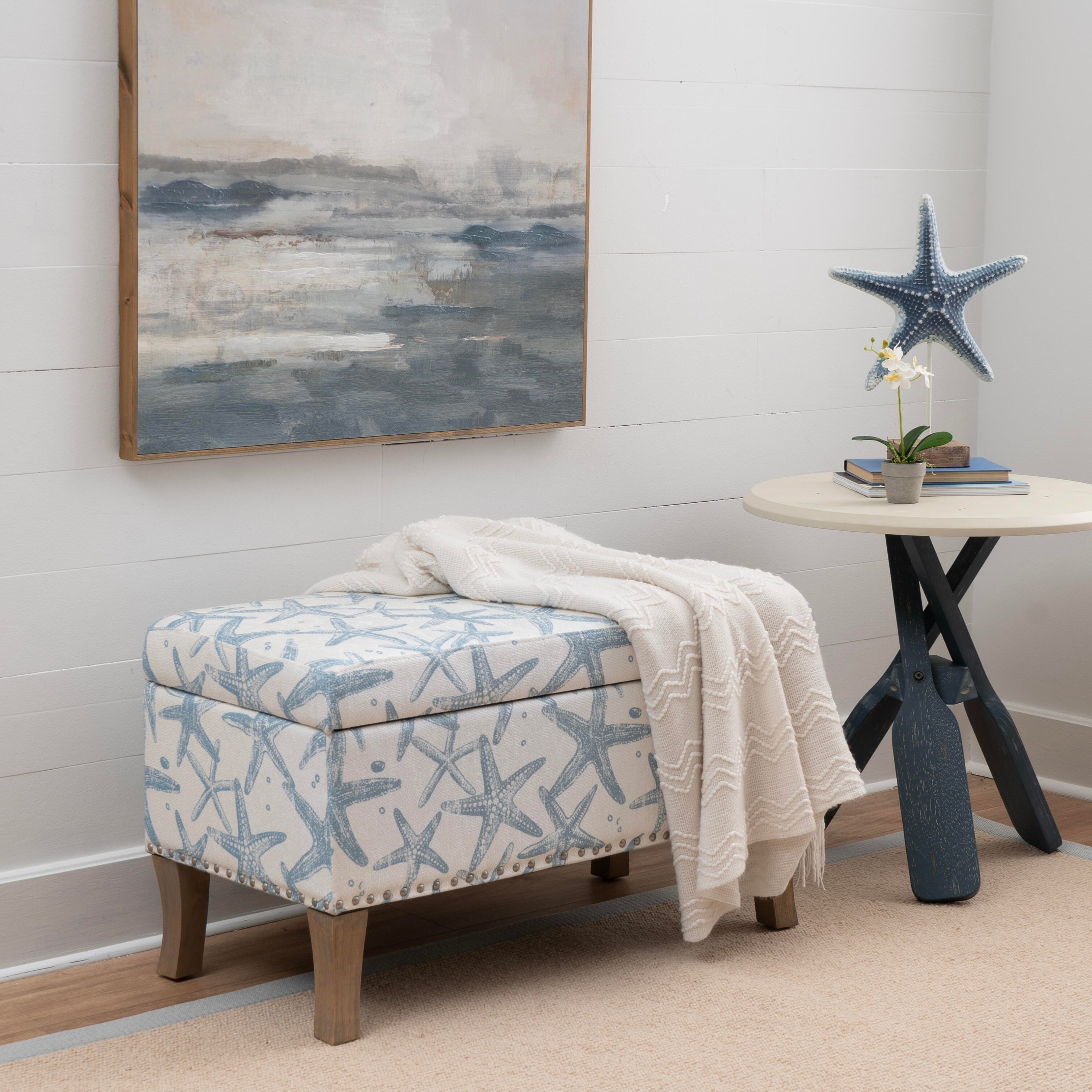 Linon Stephanie Starfish Storage Bench, , large