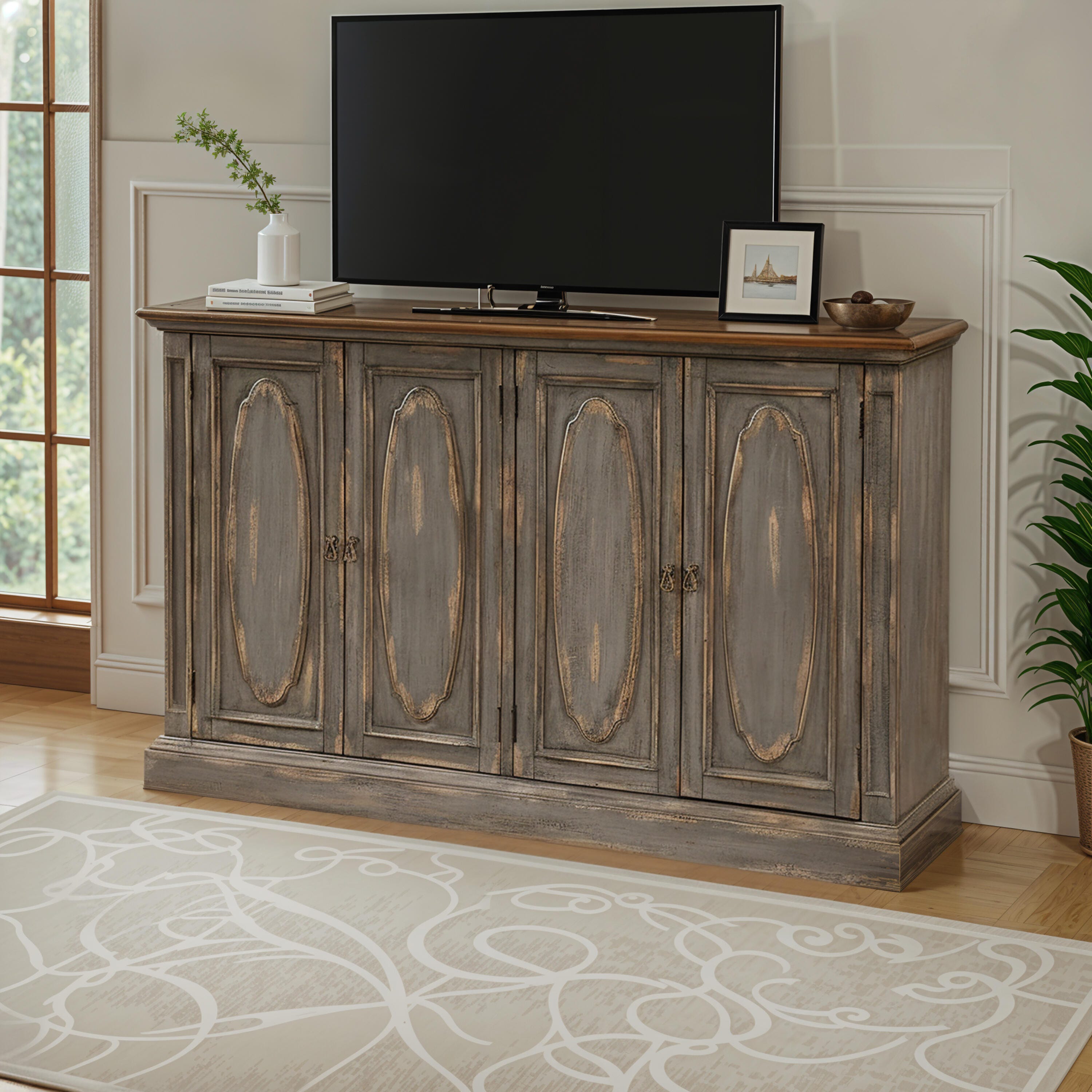 Linon Cassidy 65" Accent Cabinet, , large