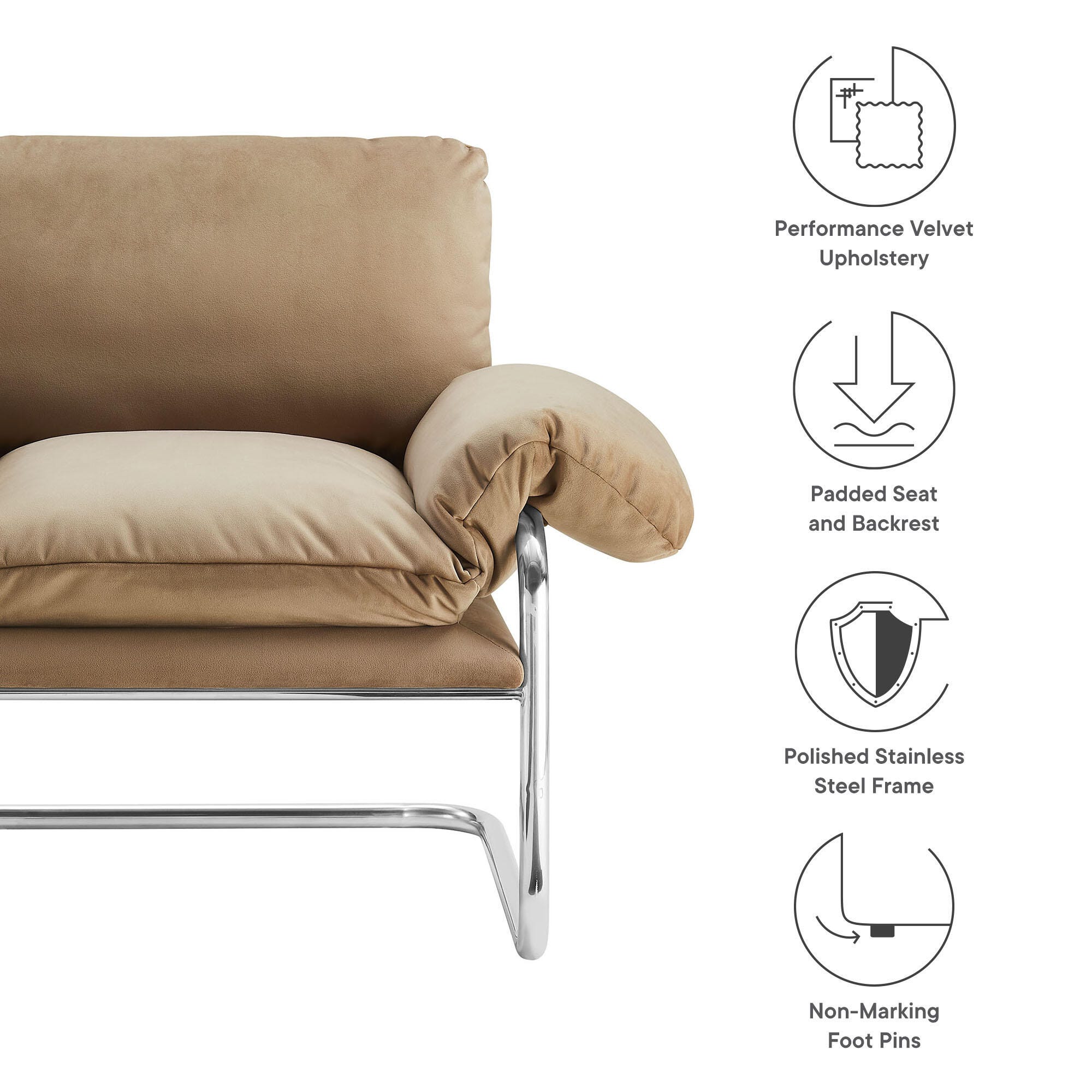 Modway Ansel Accent Chair, Taupe, large