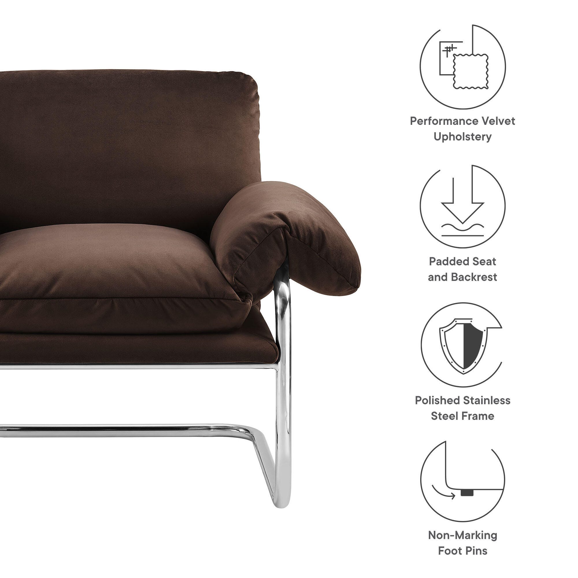 Modway Ansel Accent Chair, Chocolate Brown, large
