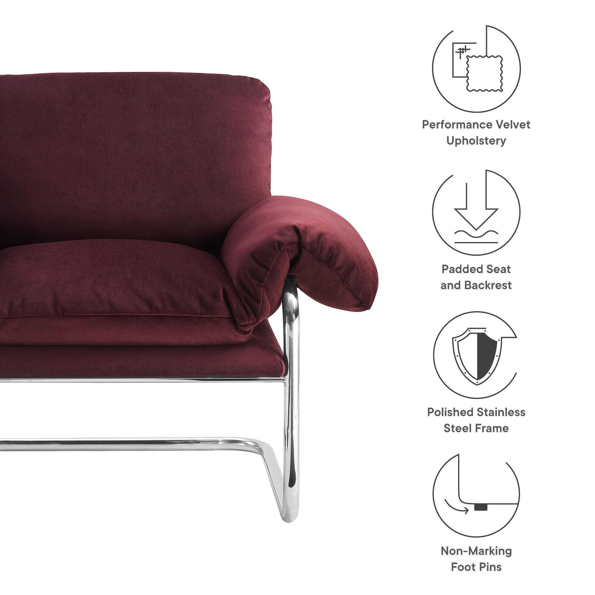 Modway Ansel Accent Chair, Mulberry, large