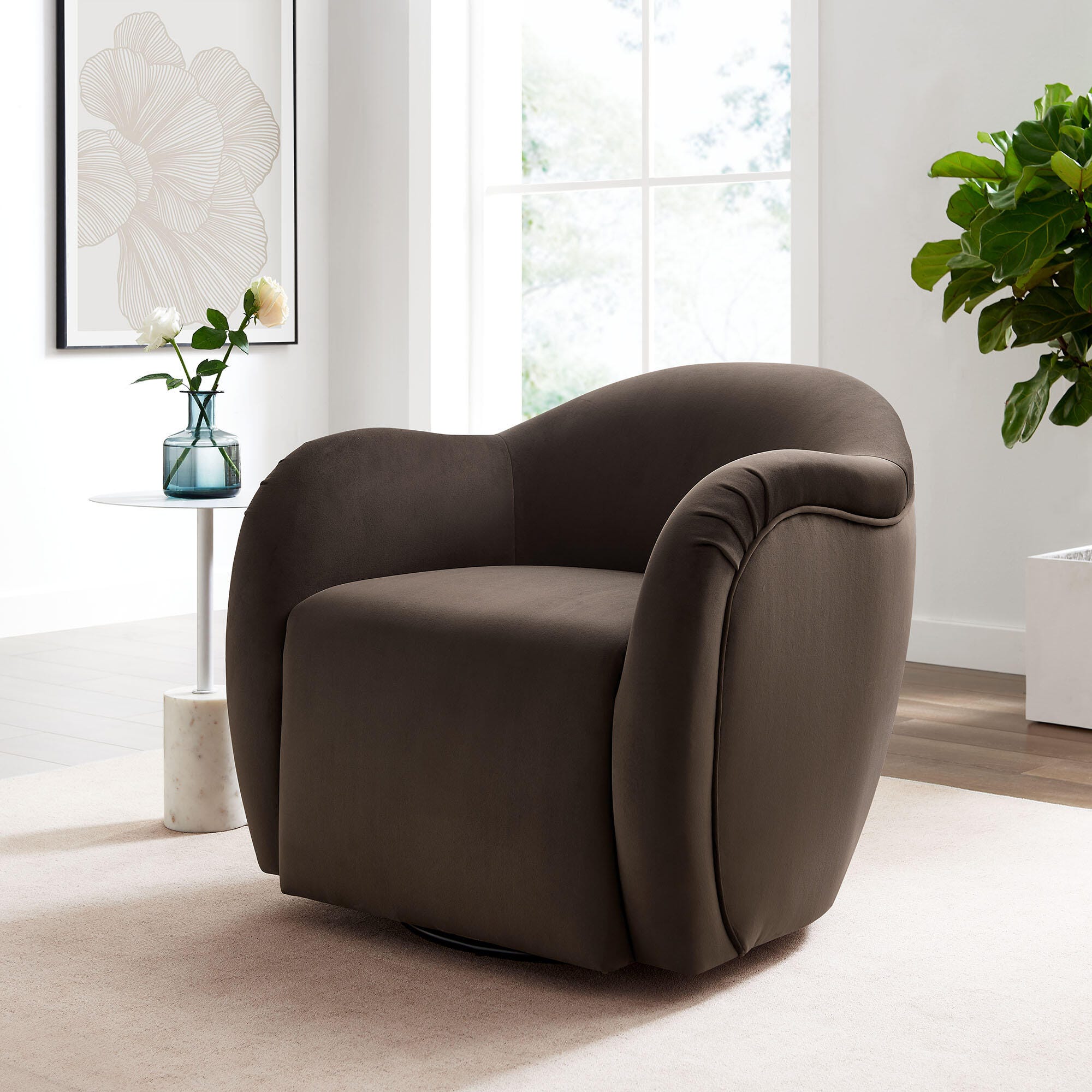 Modway Compose Swivel Accent Chair, Chocolate Brown, rollover