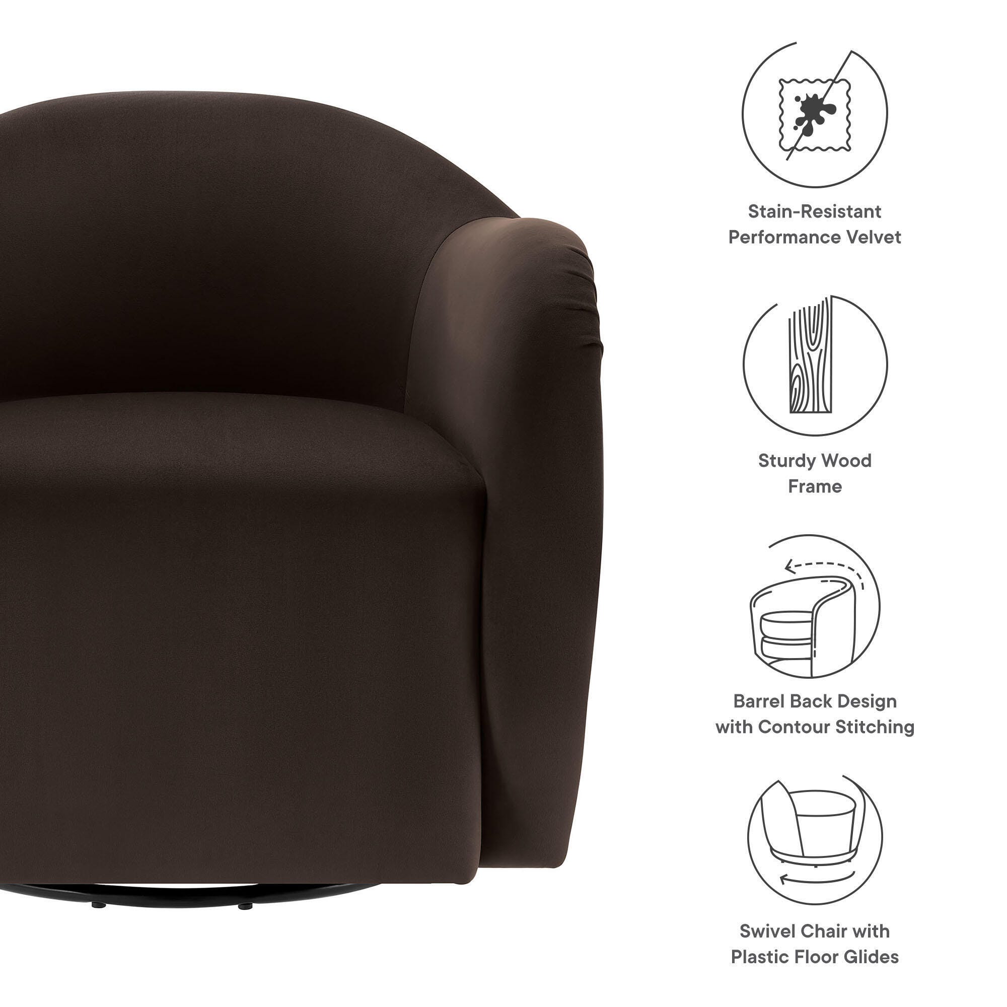 Modway Compose Swivel Accent Chair, Chocolate Brown, large