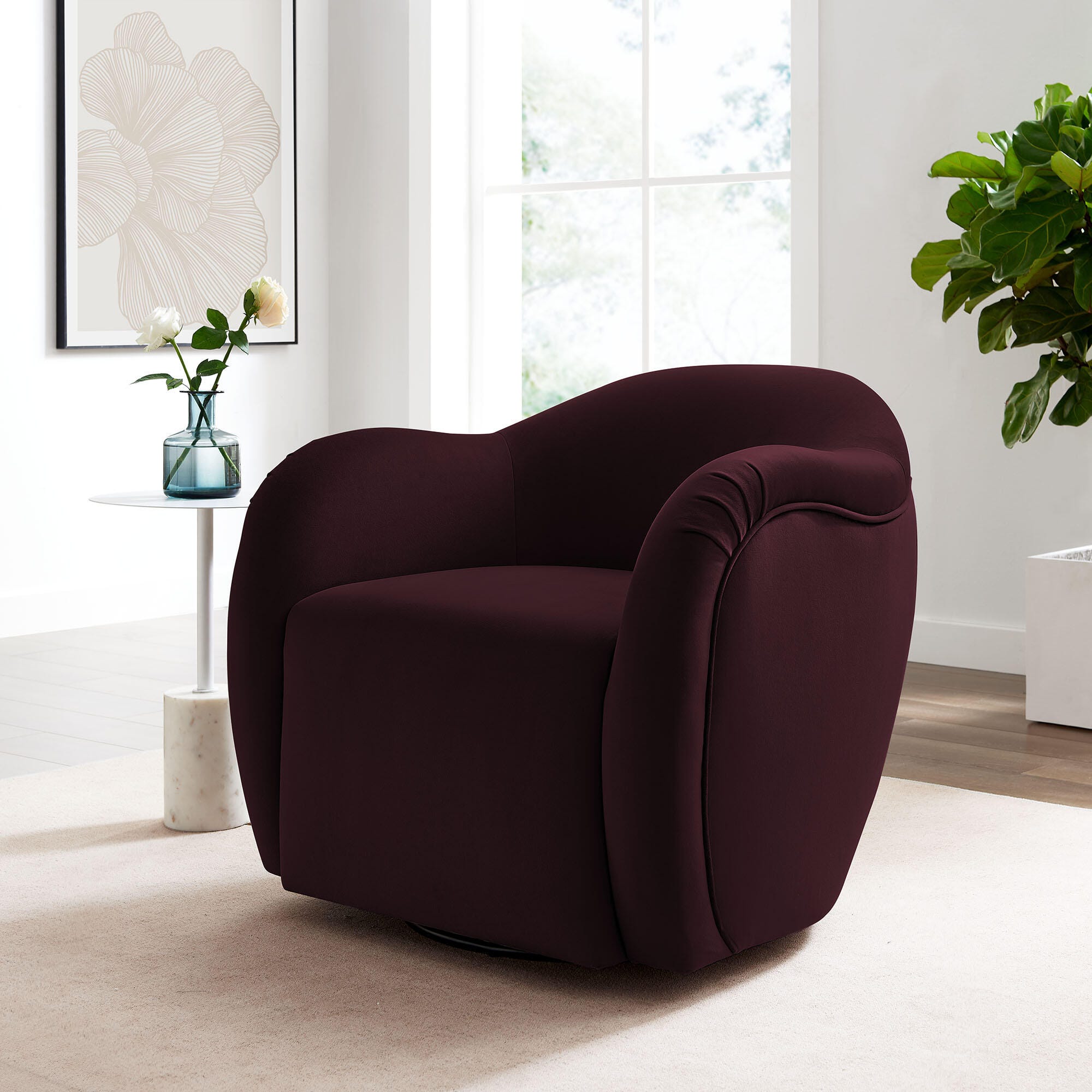 Modway Compose Swivel Accent Chair, Mulberry, rollover