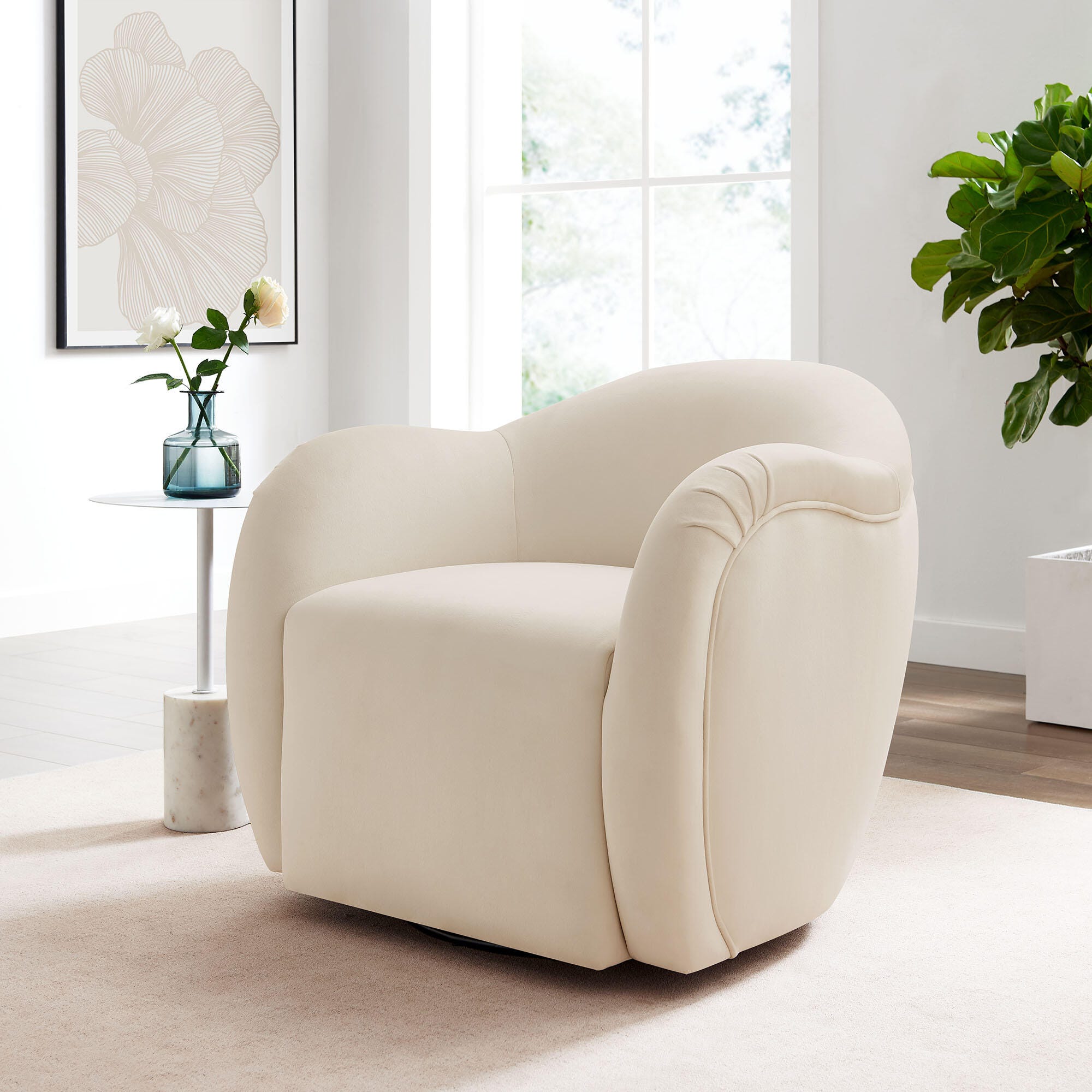 Modway Compose Swivel Accent Chair, Alabaster, rollover