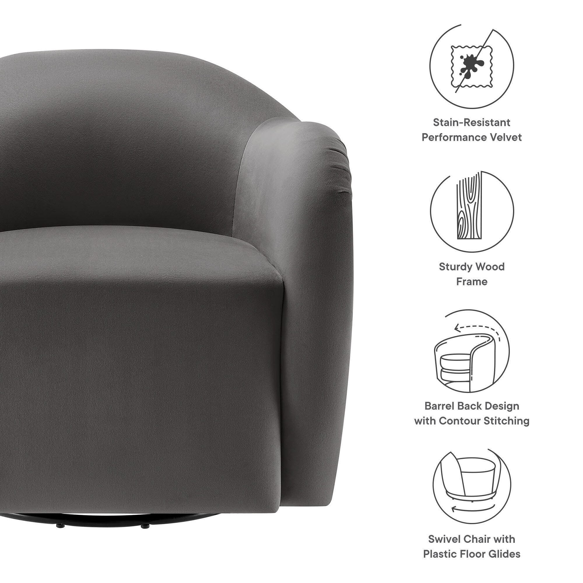 Modway Compose Swivel Accent Chair, Storm Gray, large