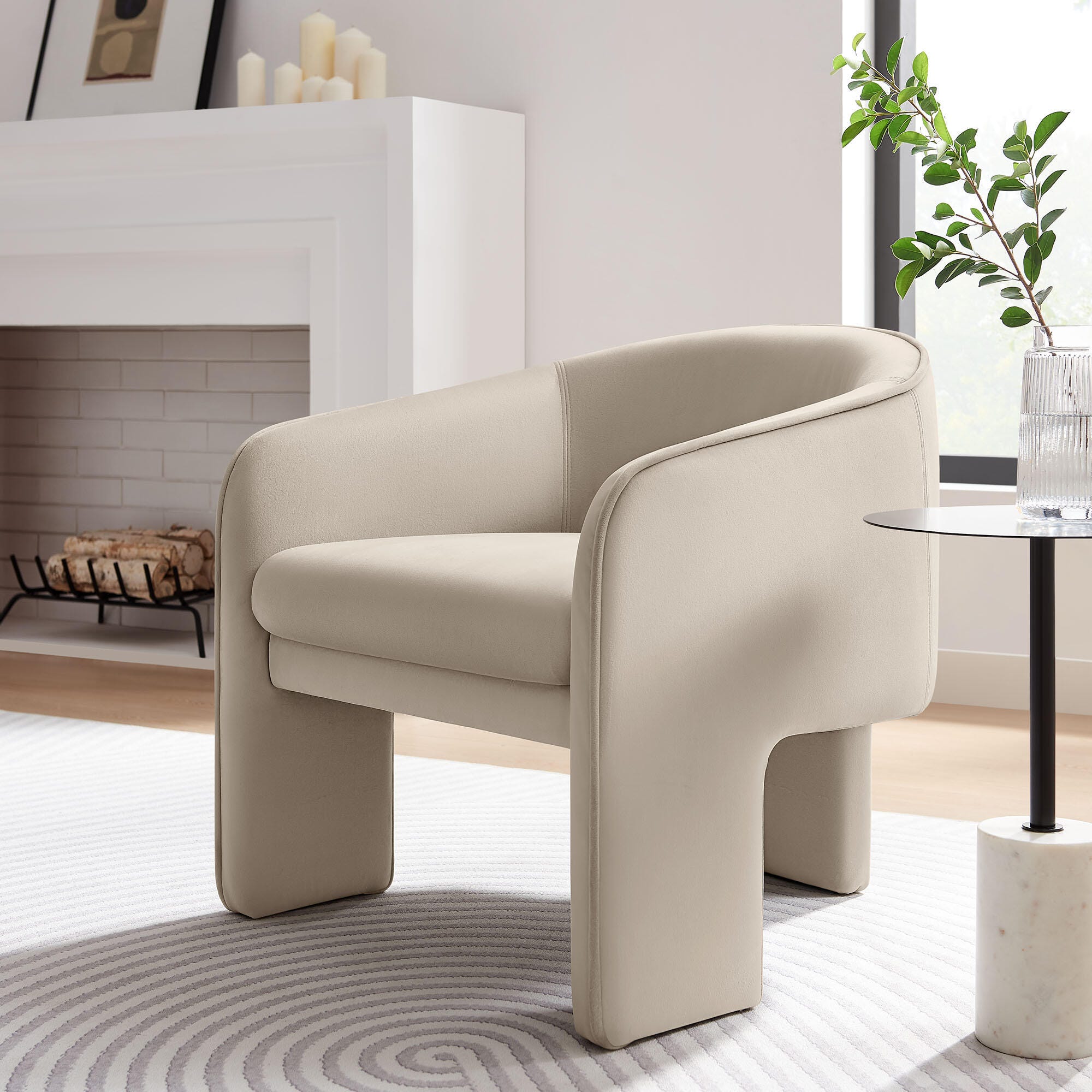 Modway Greer Accent Armchair, Almond, rollover