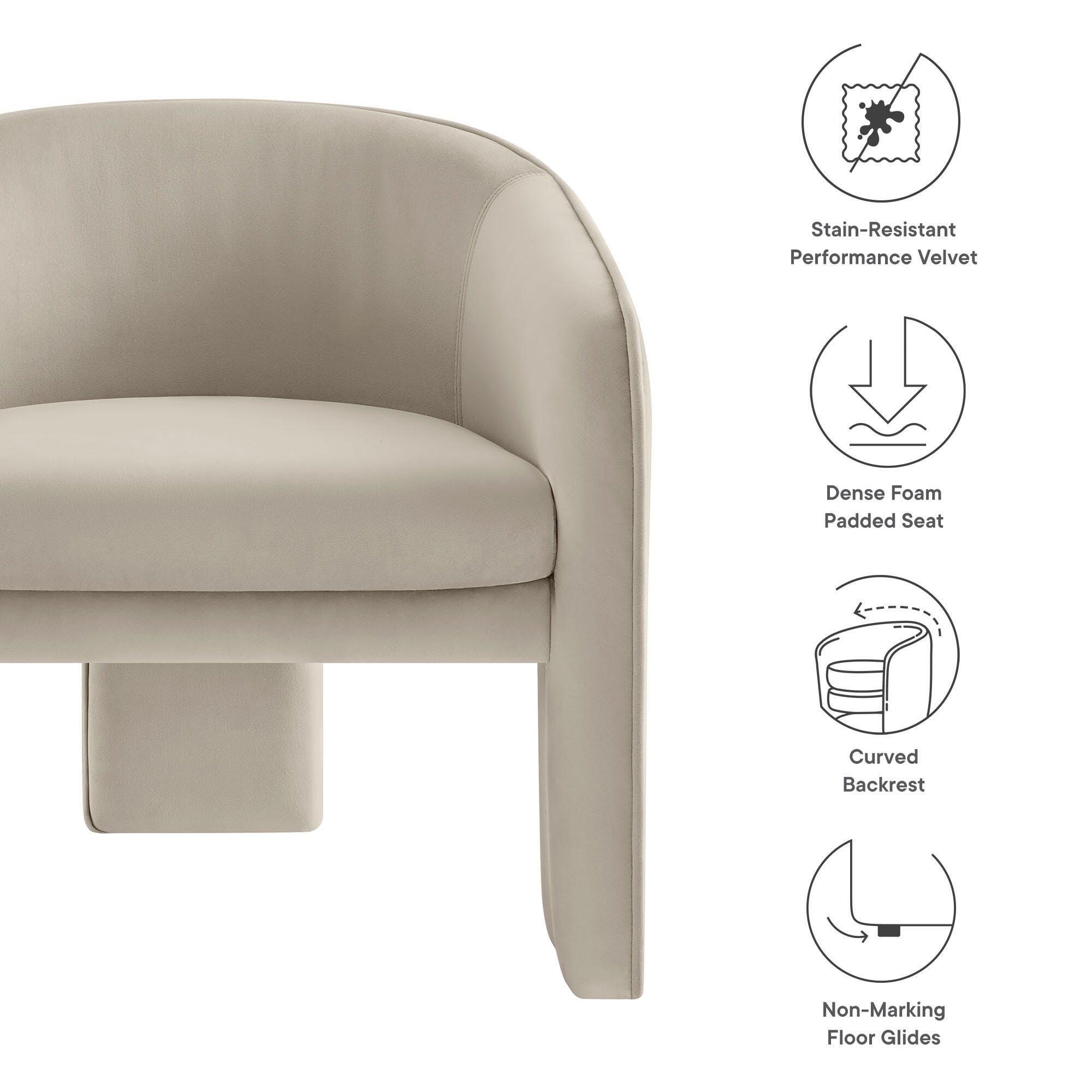 Modway Greer Accent Armchair, Almond, large