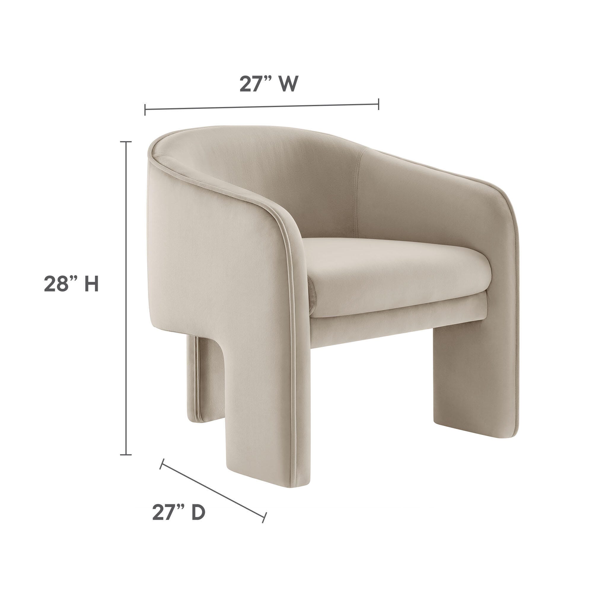 Modway Greer Accent Armchair, Almond, large