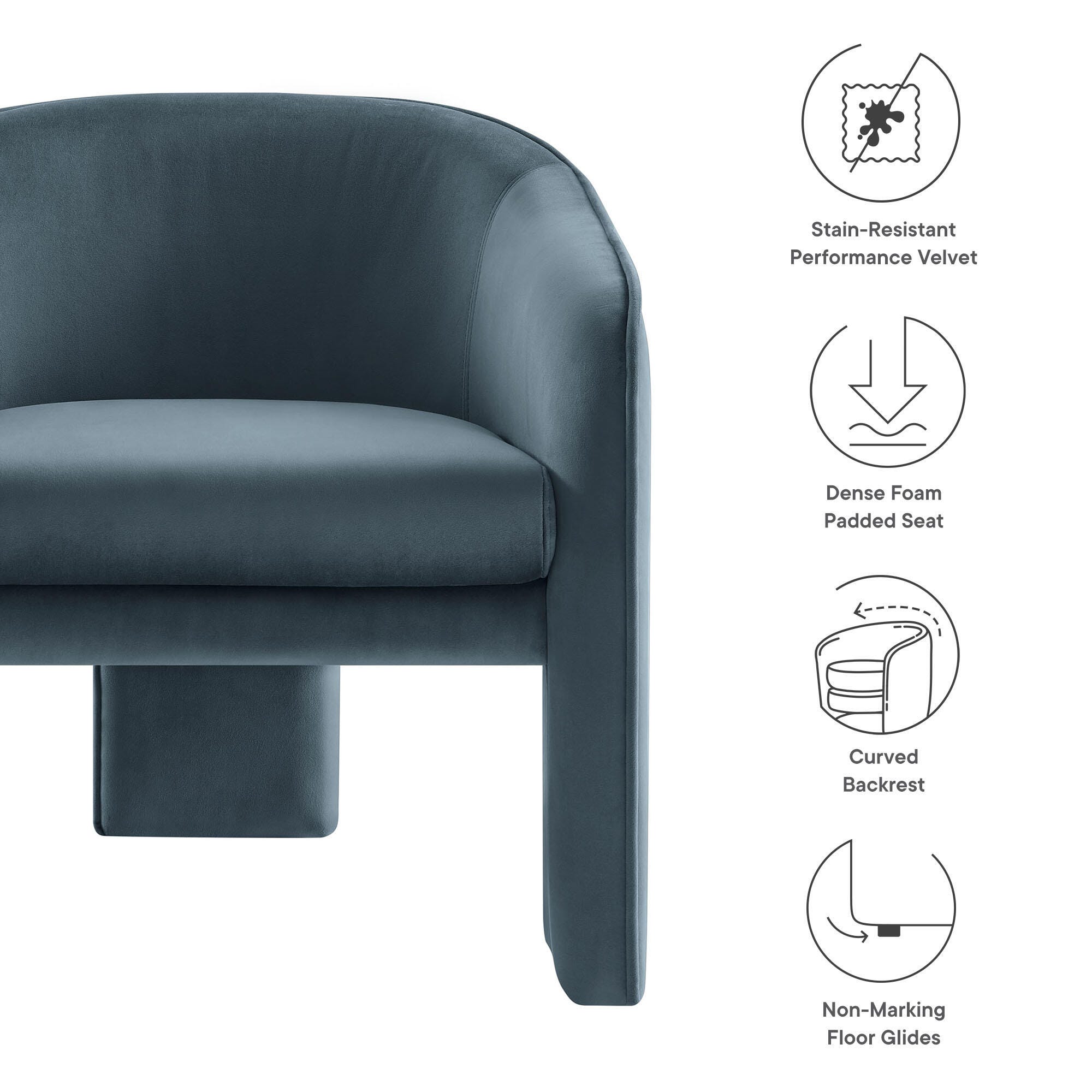 Modway Greer Accent Armchair, Cadet Blue, large