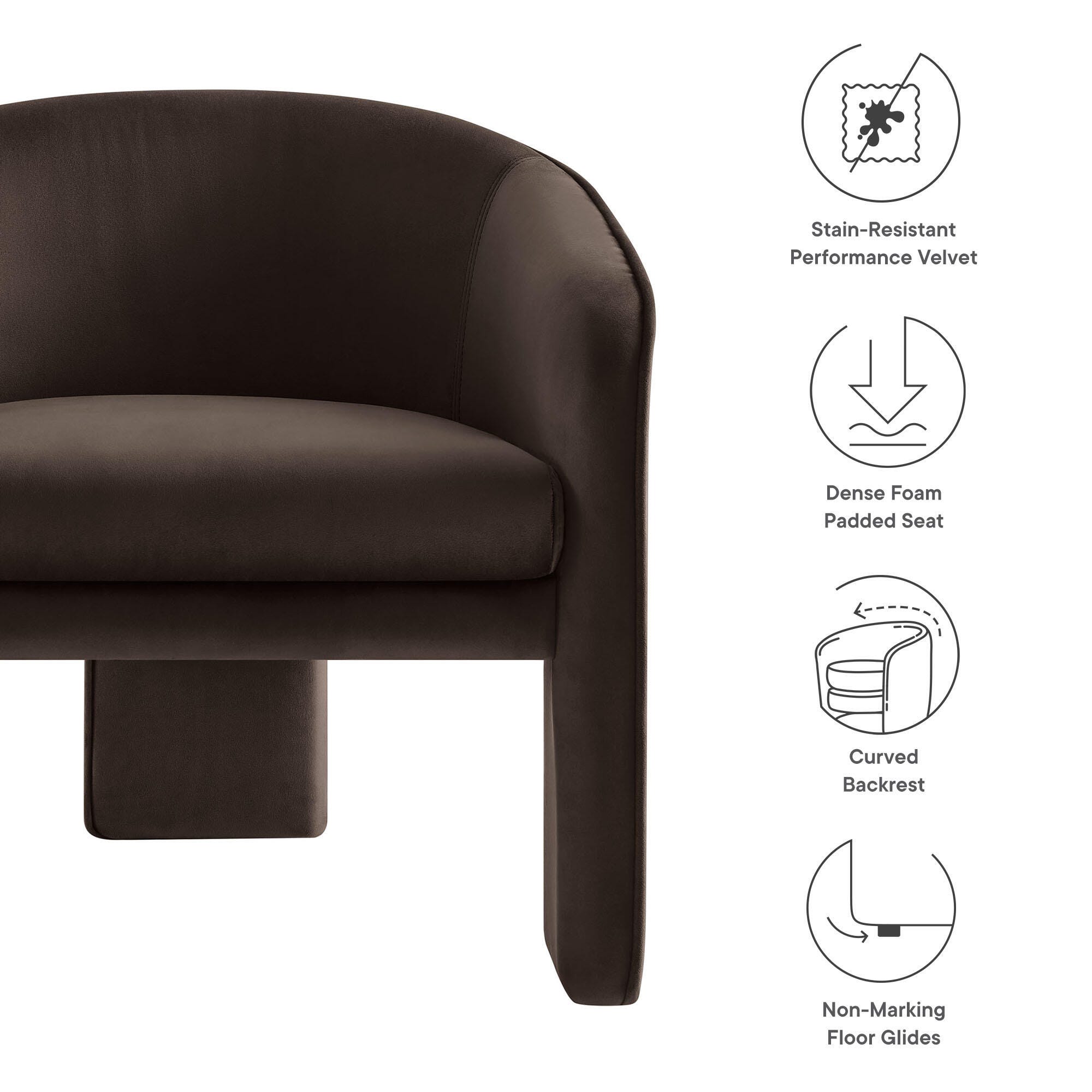 Modway Greer Accent Armchair, Chocolate Brown, large