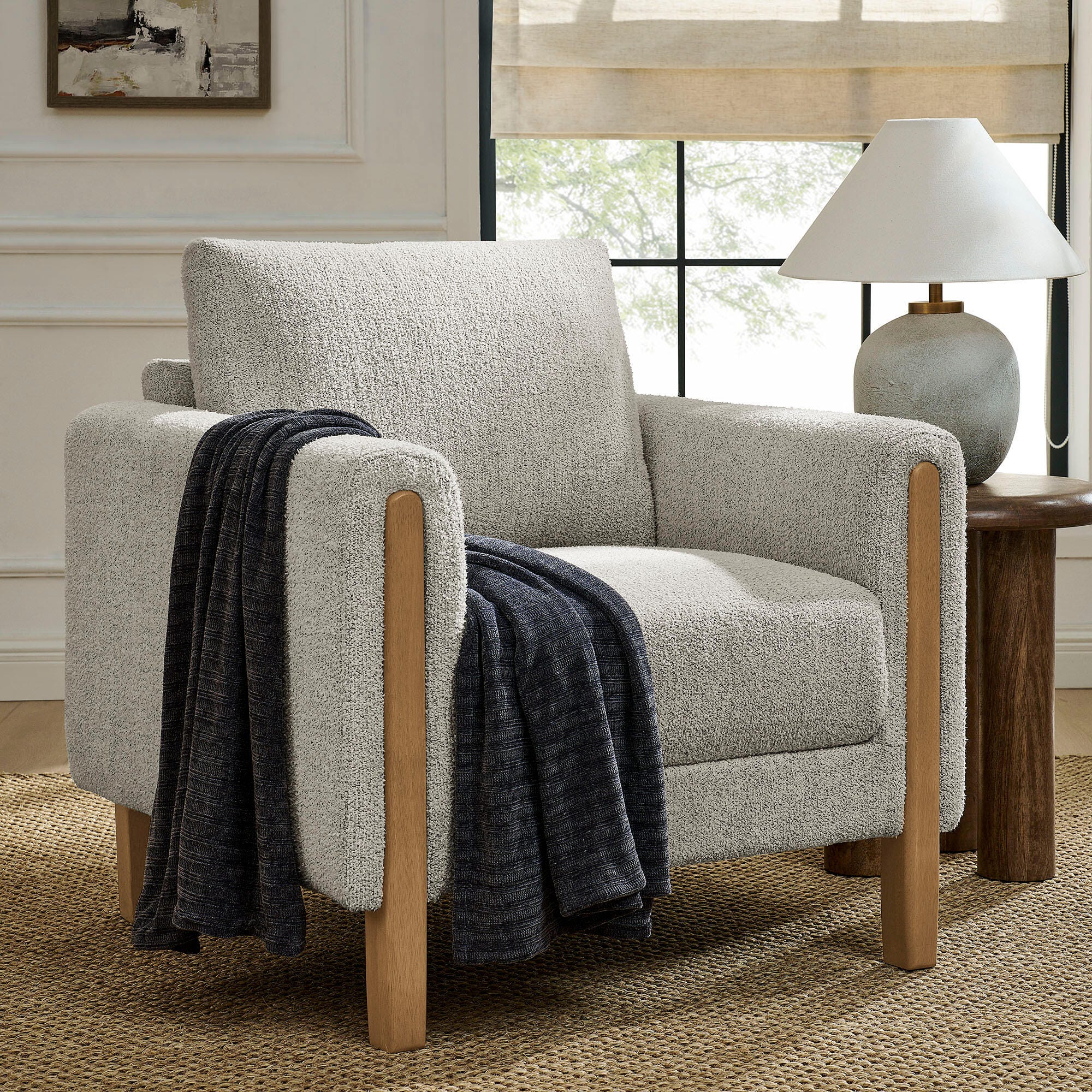 Modway Hawken Accent Armchair, Parchment/Beech, rollover