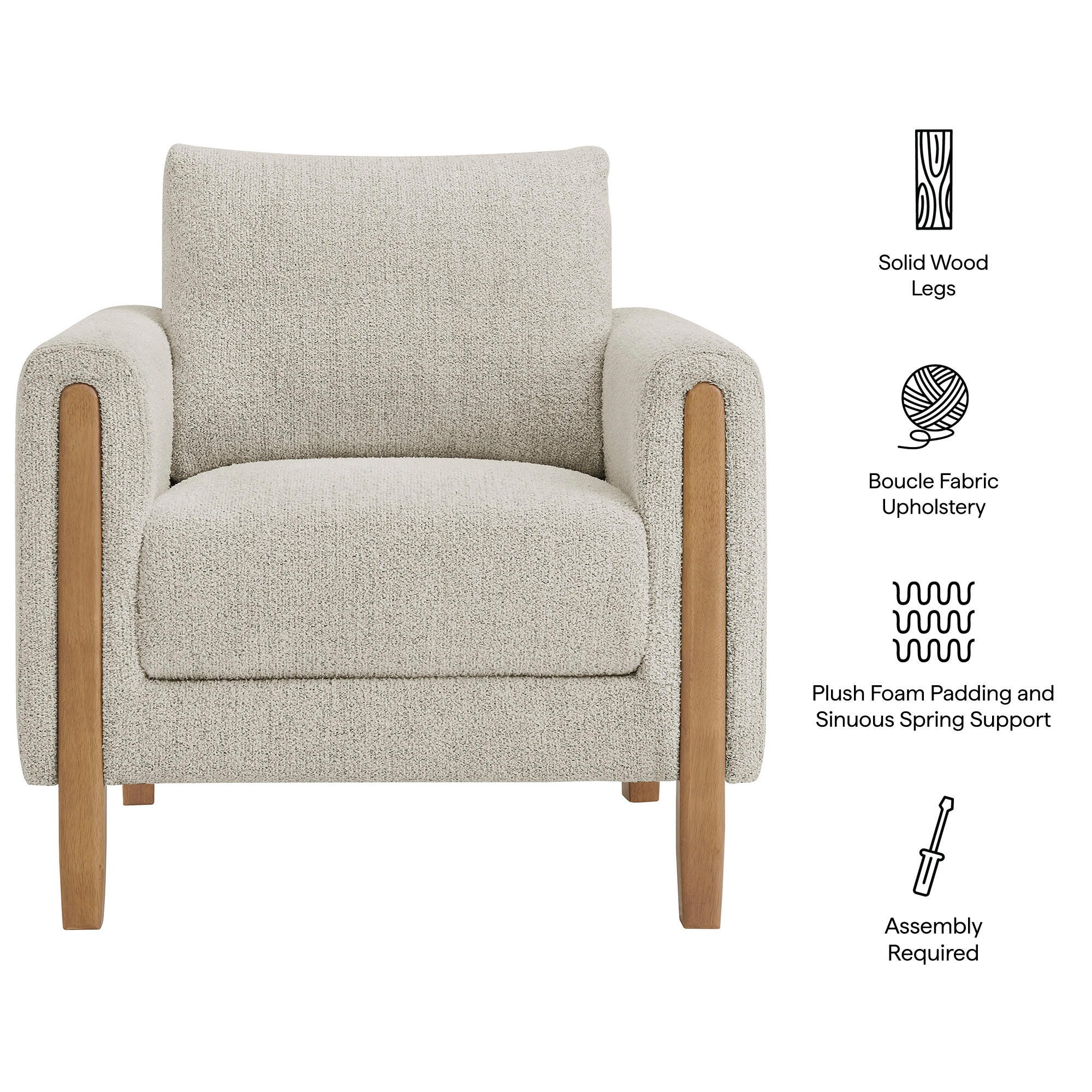 Modway Hawken Accent Armchair, Parchment/Beech, large