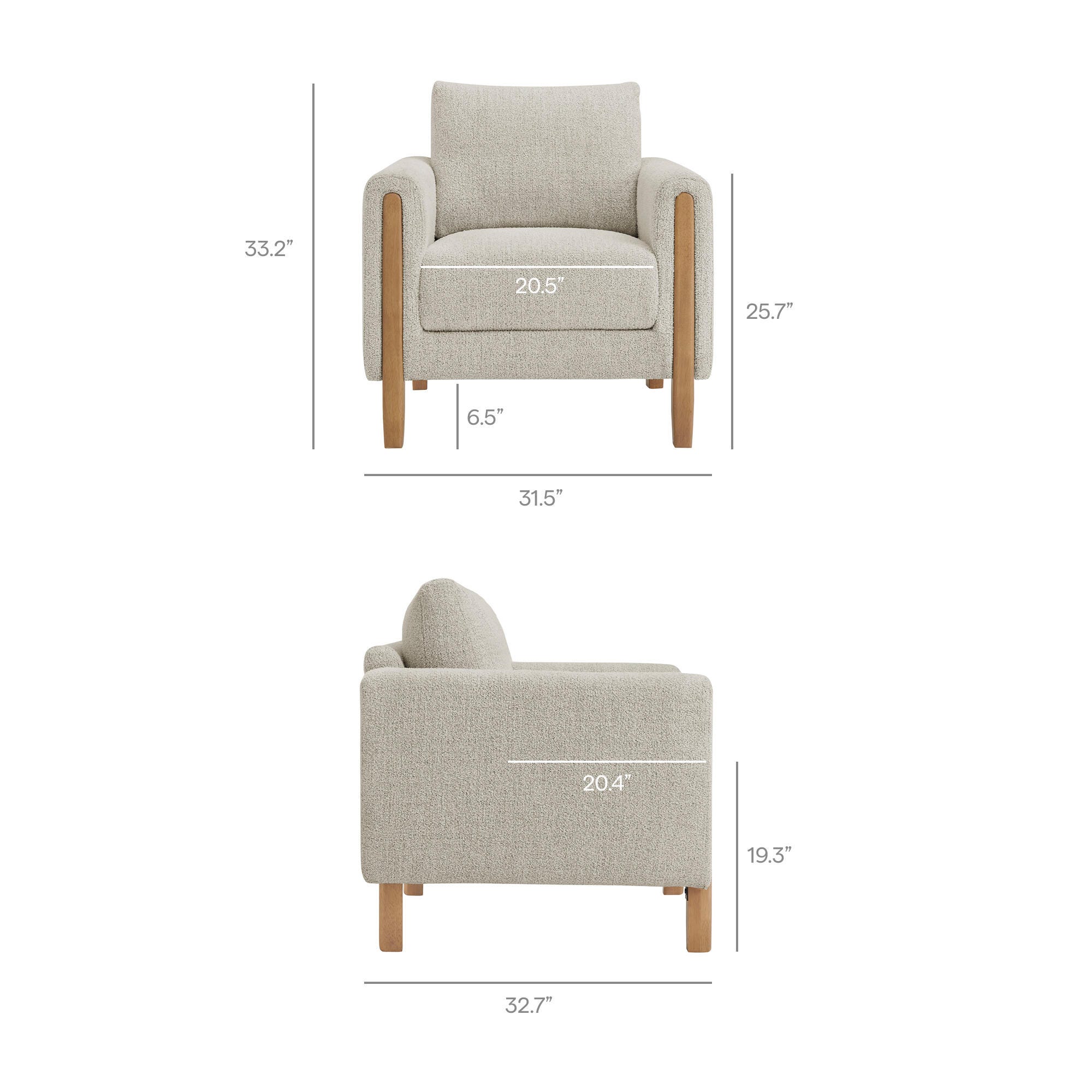 Modway Hawken Accent Armchair, Parchment/Beech, large