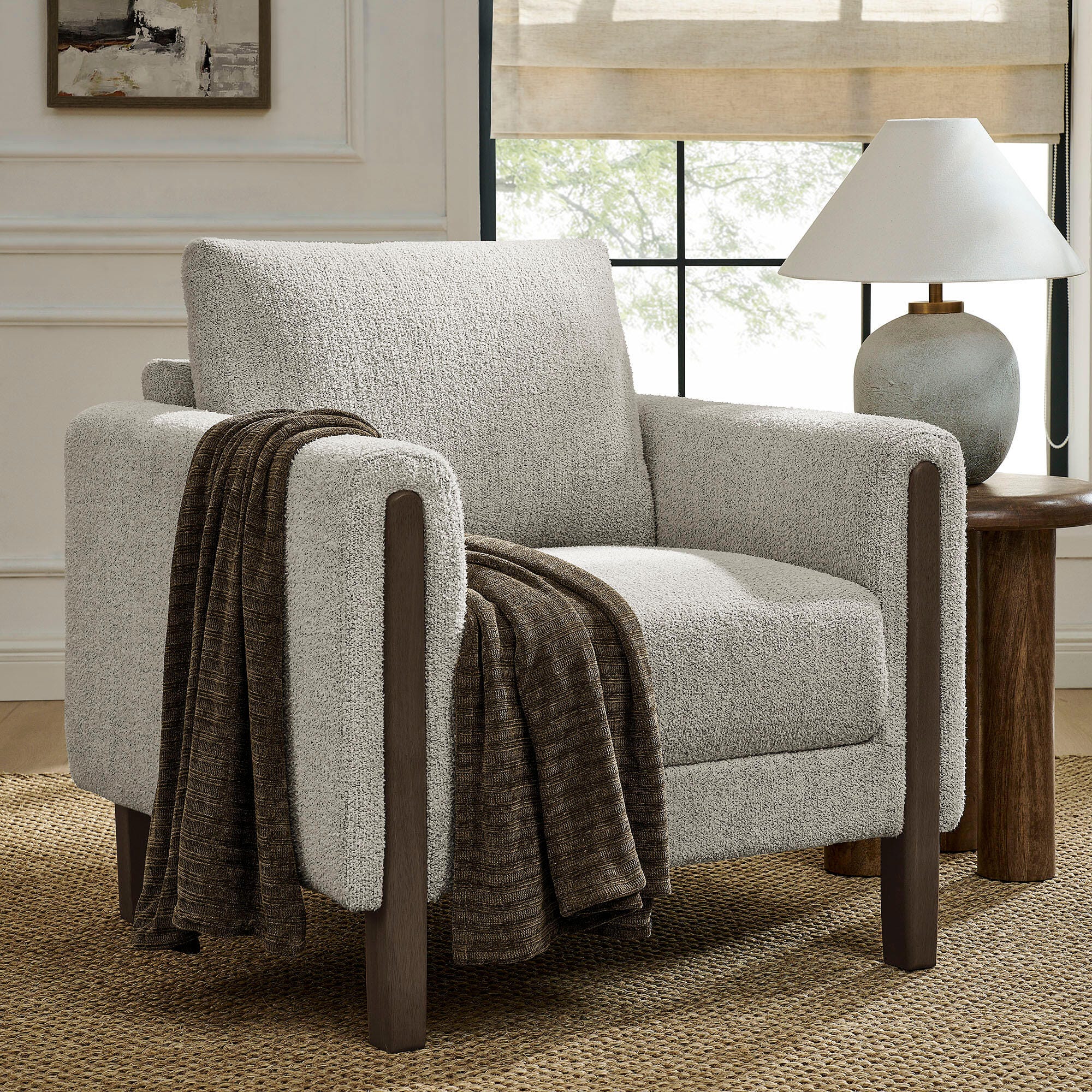 Modway Hawken Accent Armchair, Parchment/Espresso, large