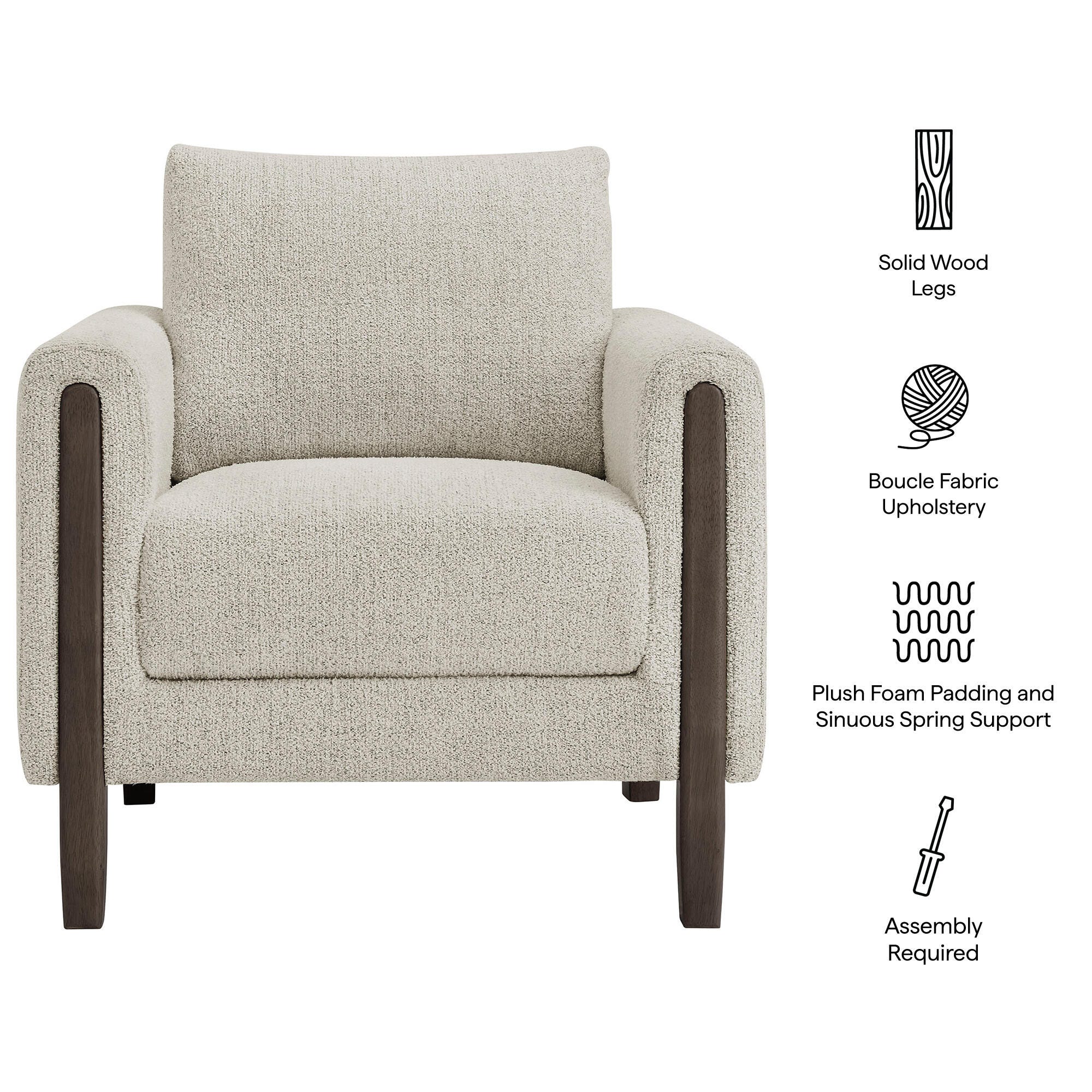 Modway Hawken Accent Armchair, Parchment/Espresso, large