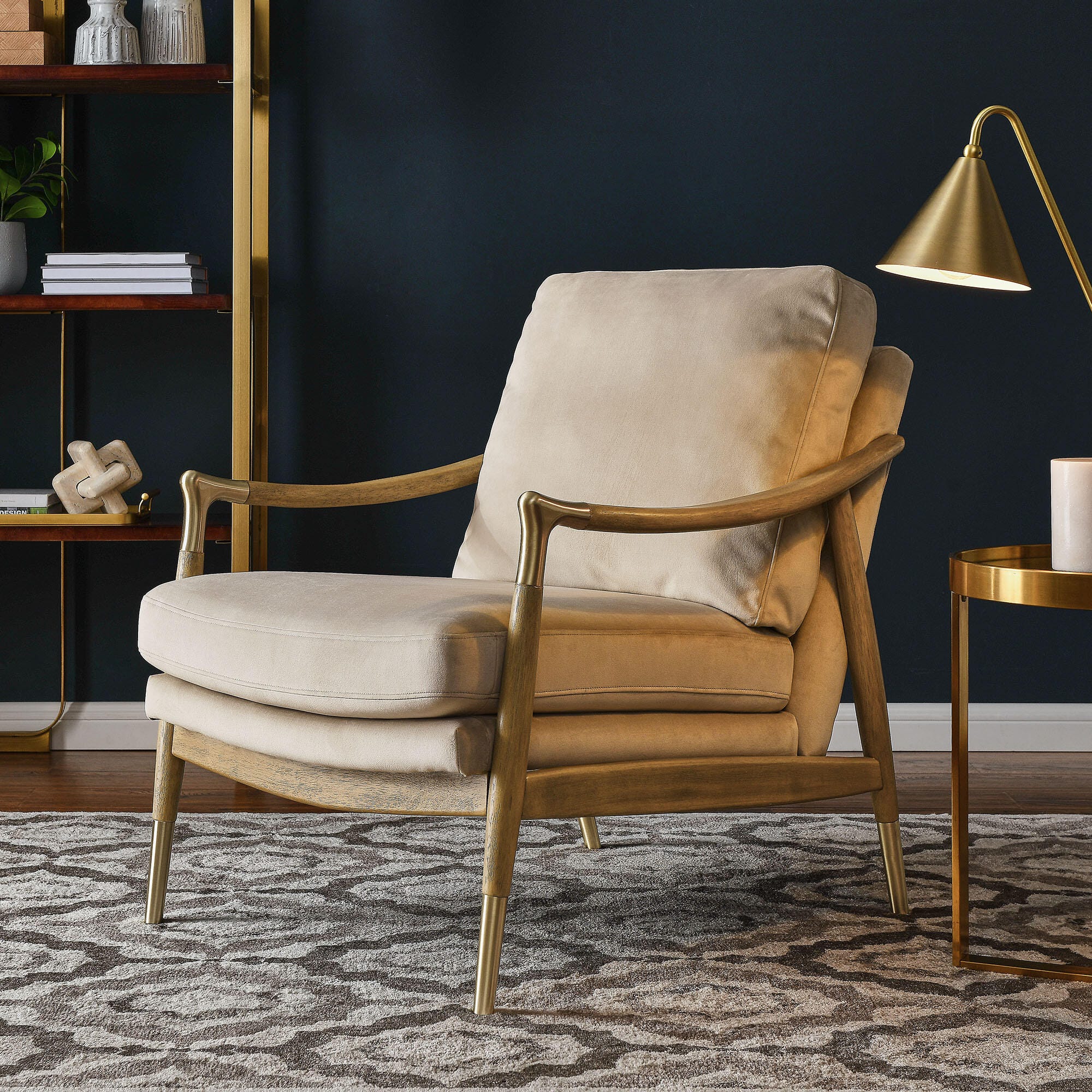 Modway Langford Accent Armchair, Almond/Walnut, rollover