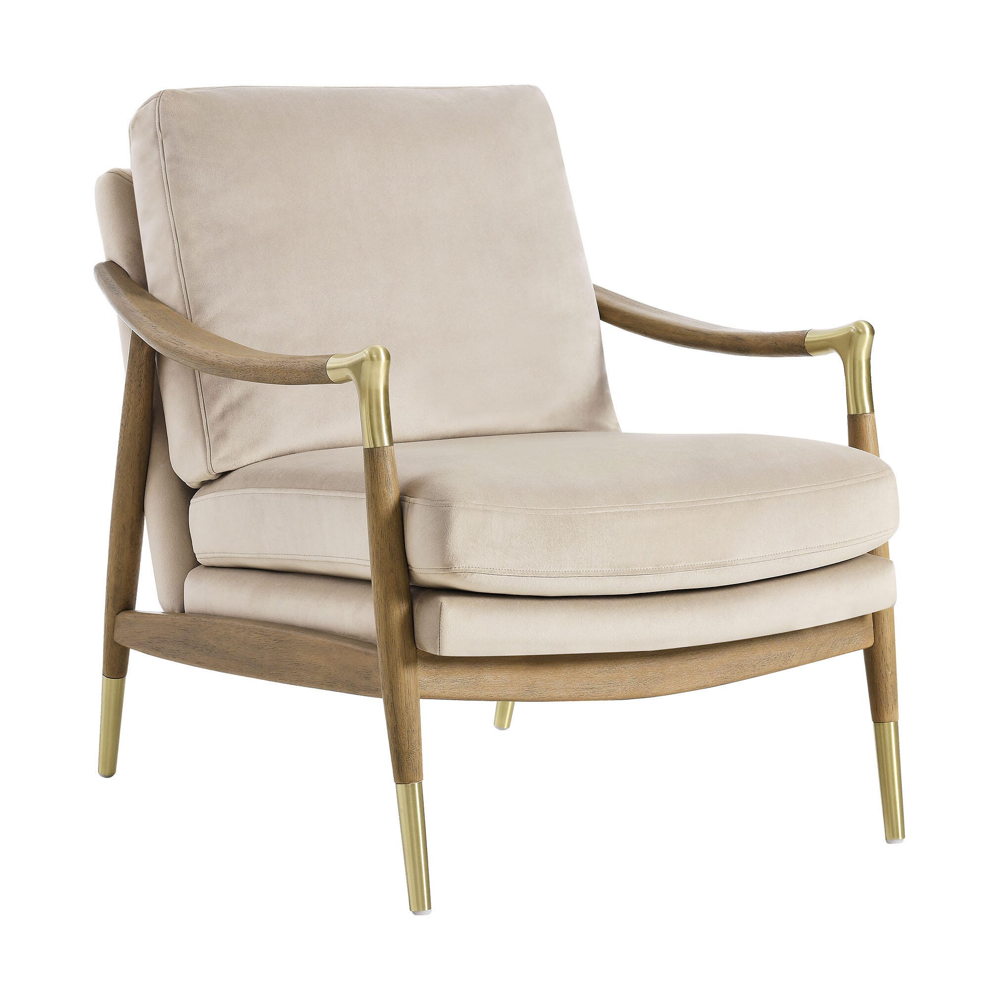Modway Langford Accent Armchair, Almond/Walnut, large