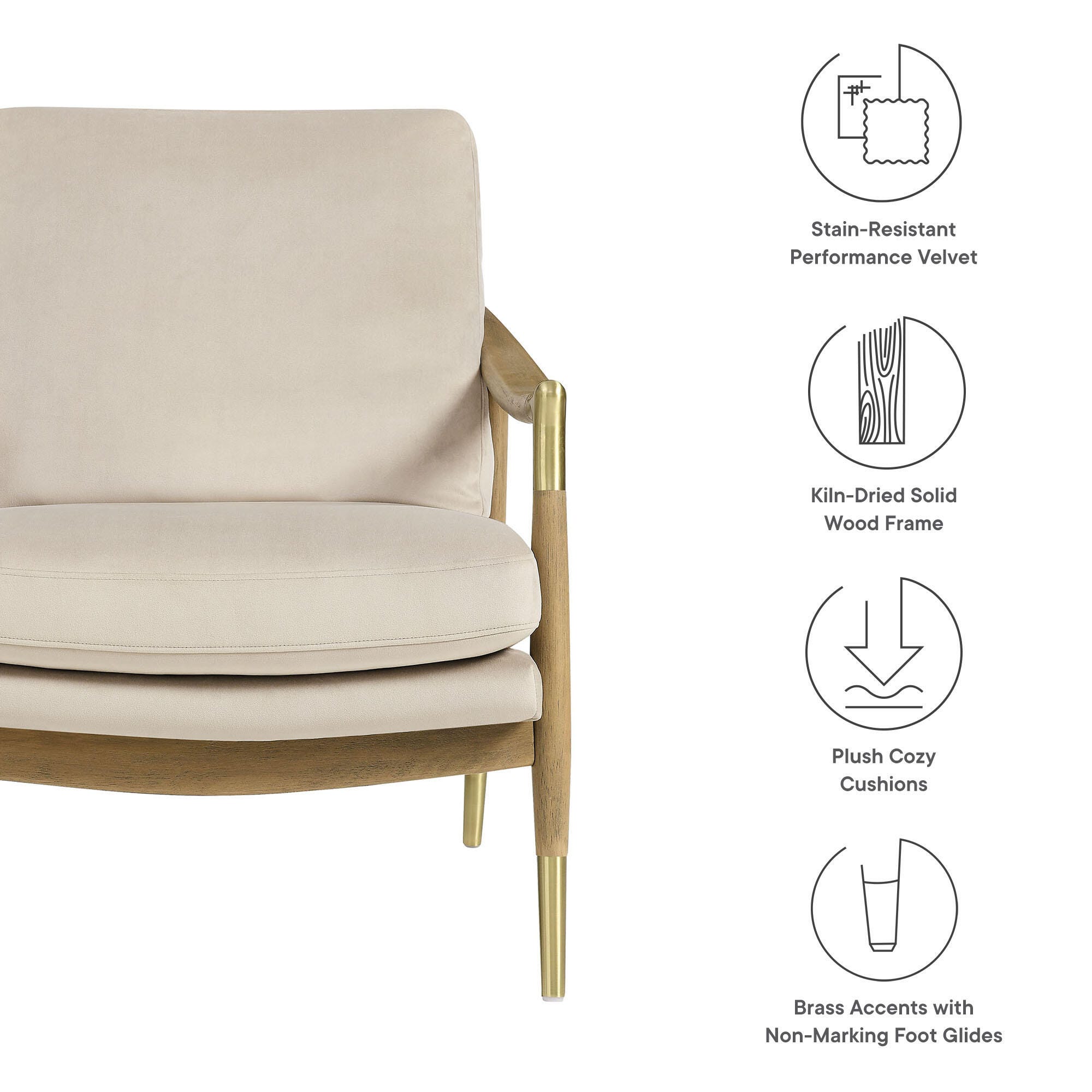 Modway Langford Accent Armchair, Almond/Walnut, large