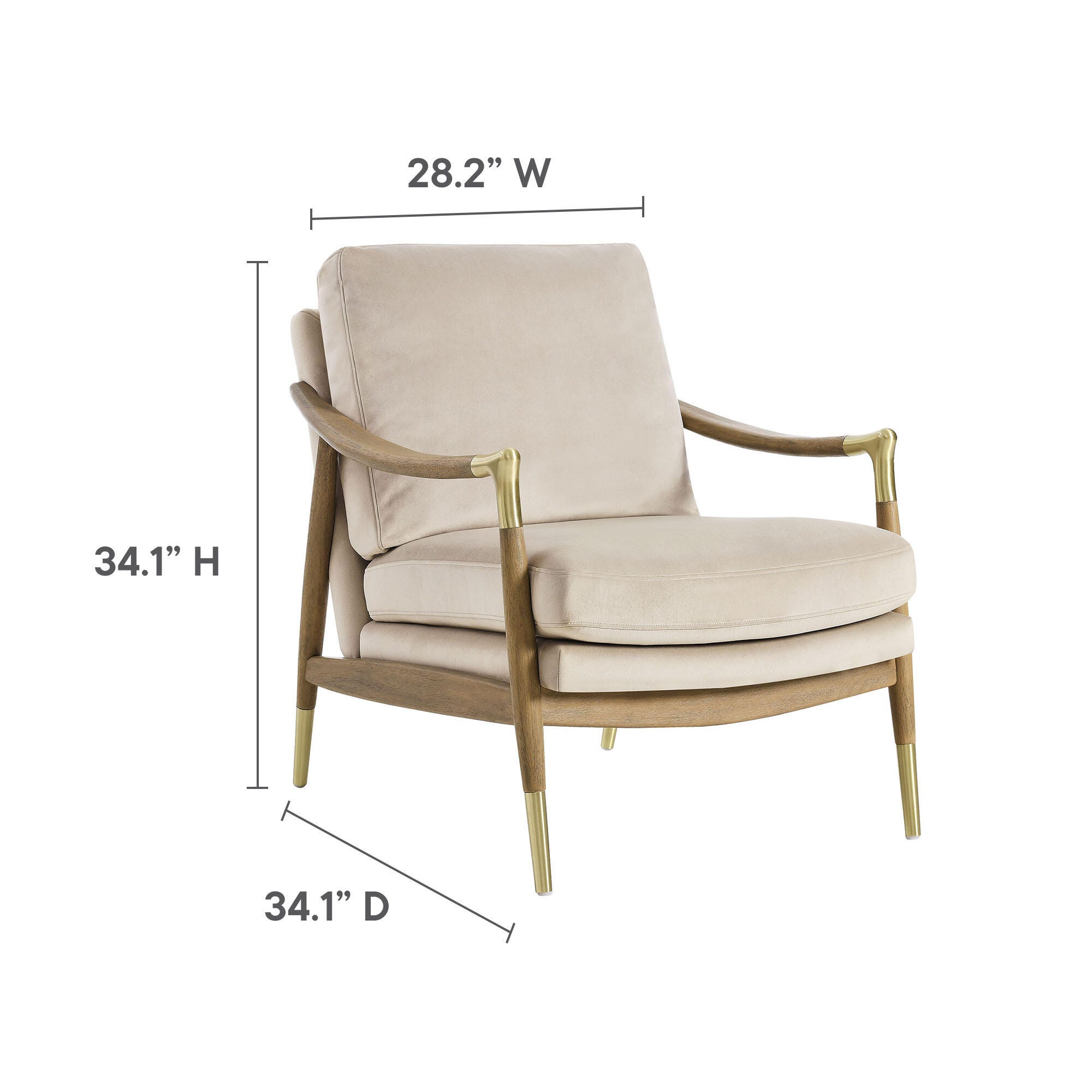 Modway Langford Accent Armchair, Almond/Walnut, large