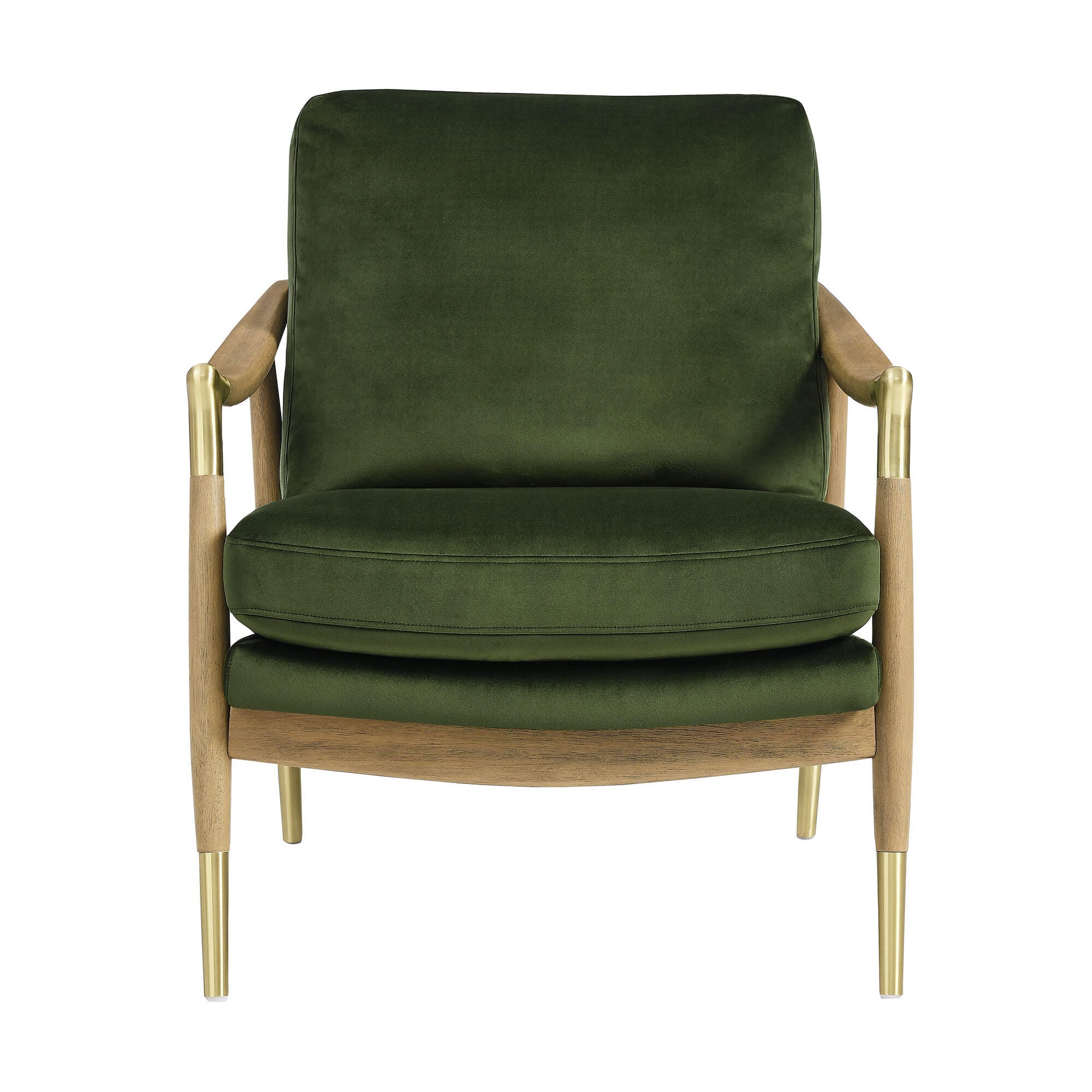 Modway Langford Accent Armchair, Moss Green/Walnut, large