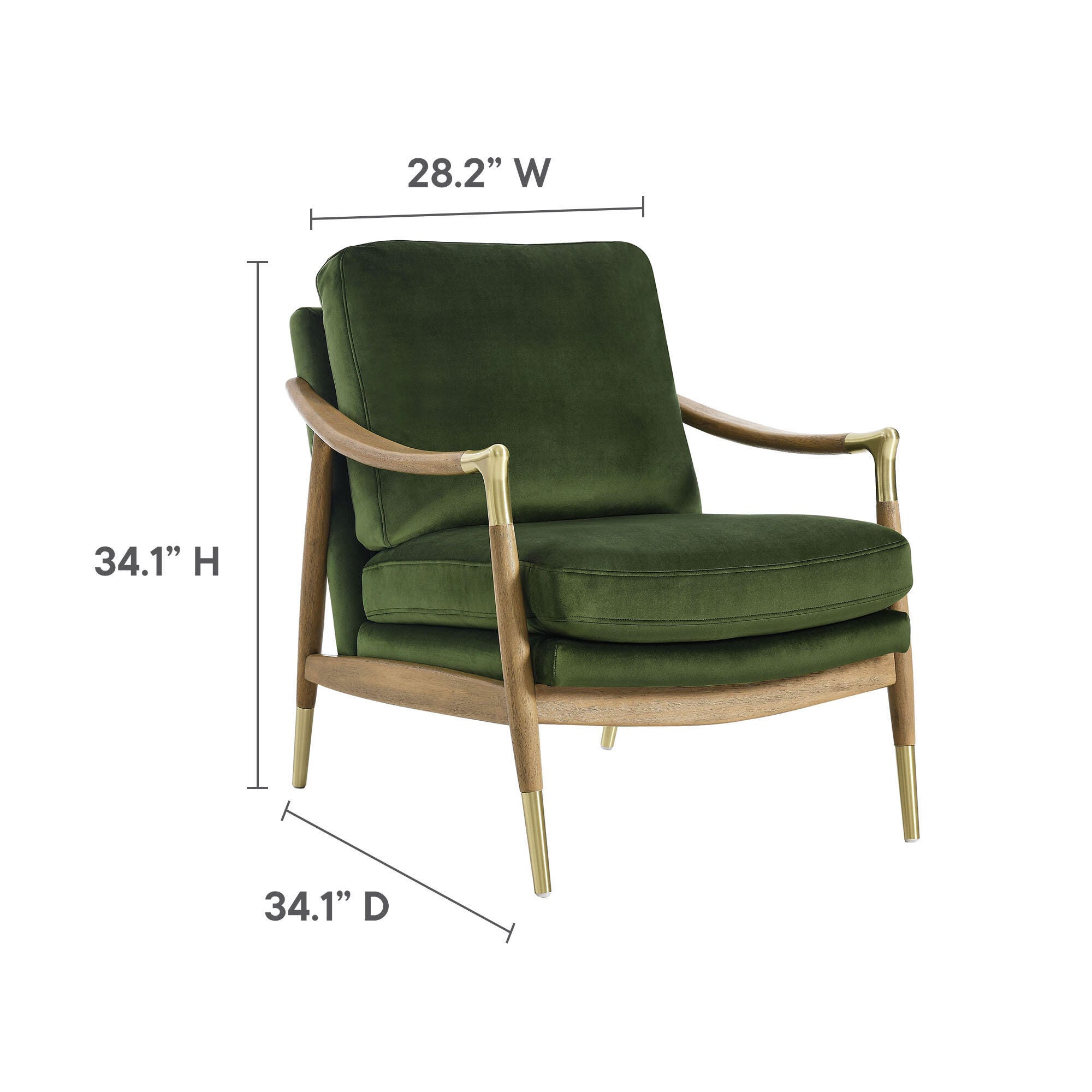 Modway Langford Accent Armchair, Moss Green/Walnut, large