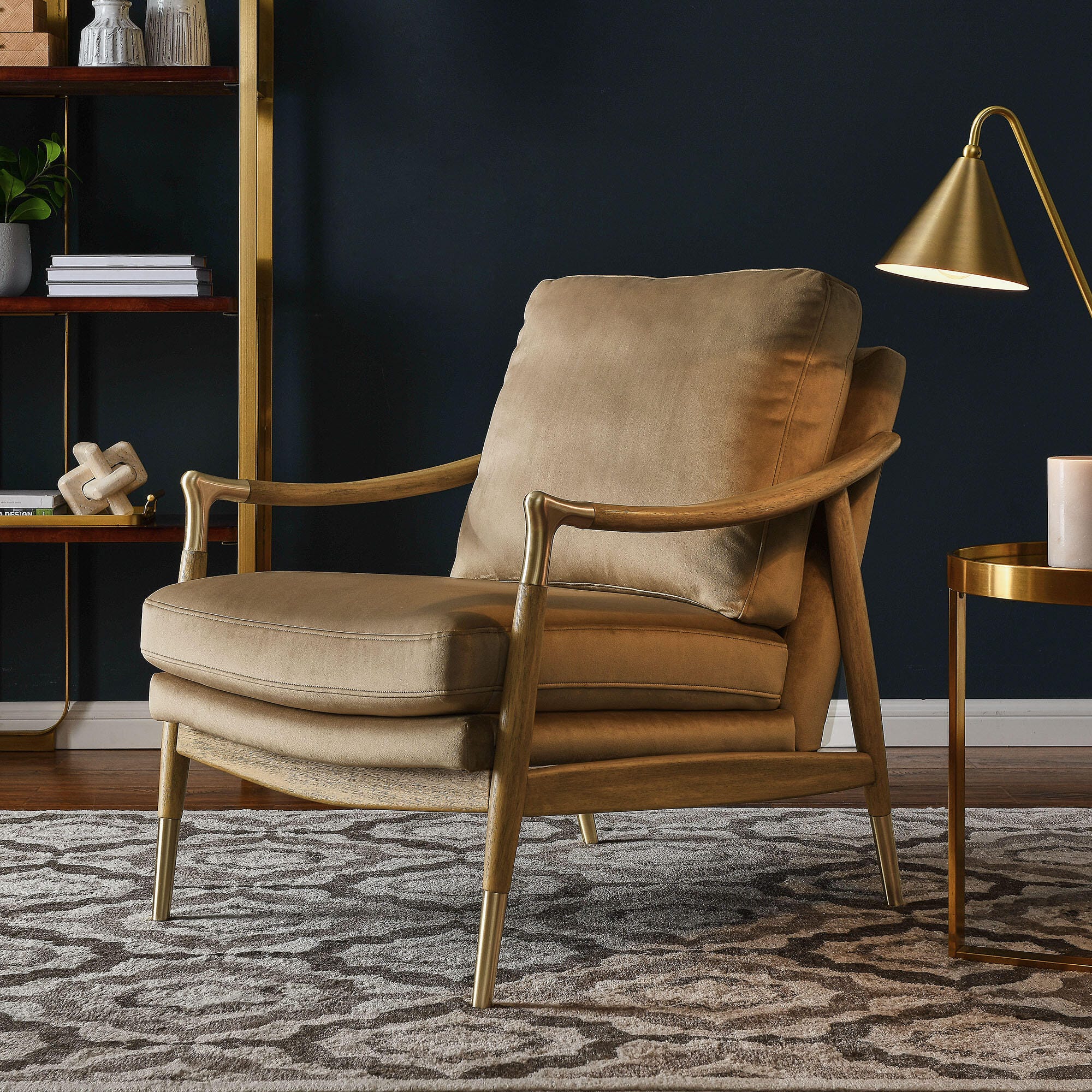 Modway Langford Accent Armchair, Taupe/Walnut, large