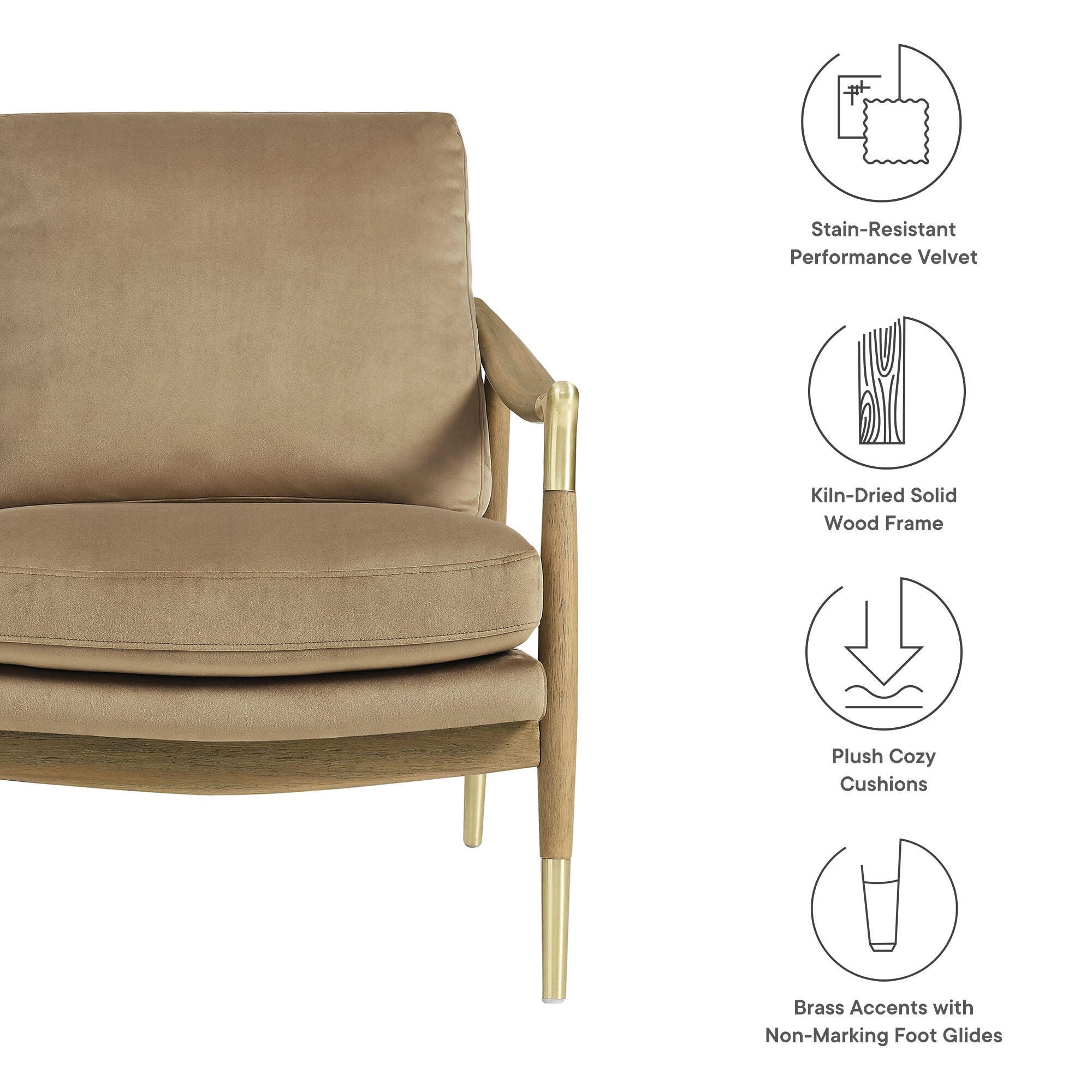 Modway Langford Accent Armchair, Taupe/Walnut, large