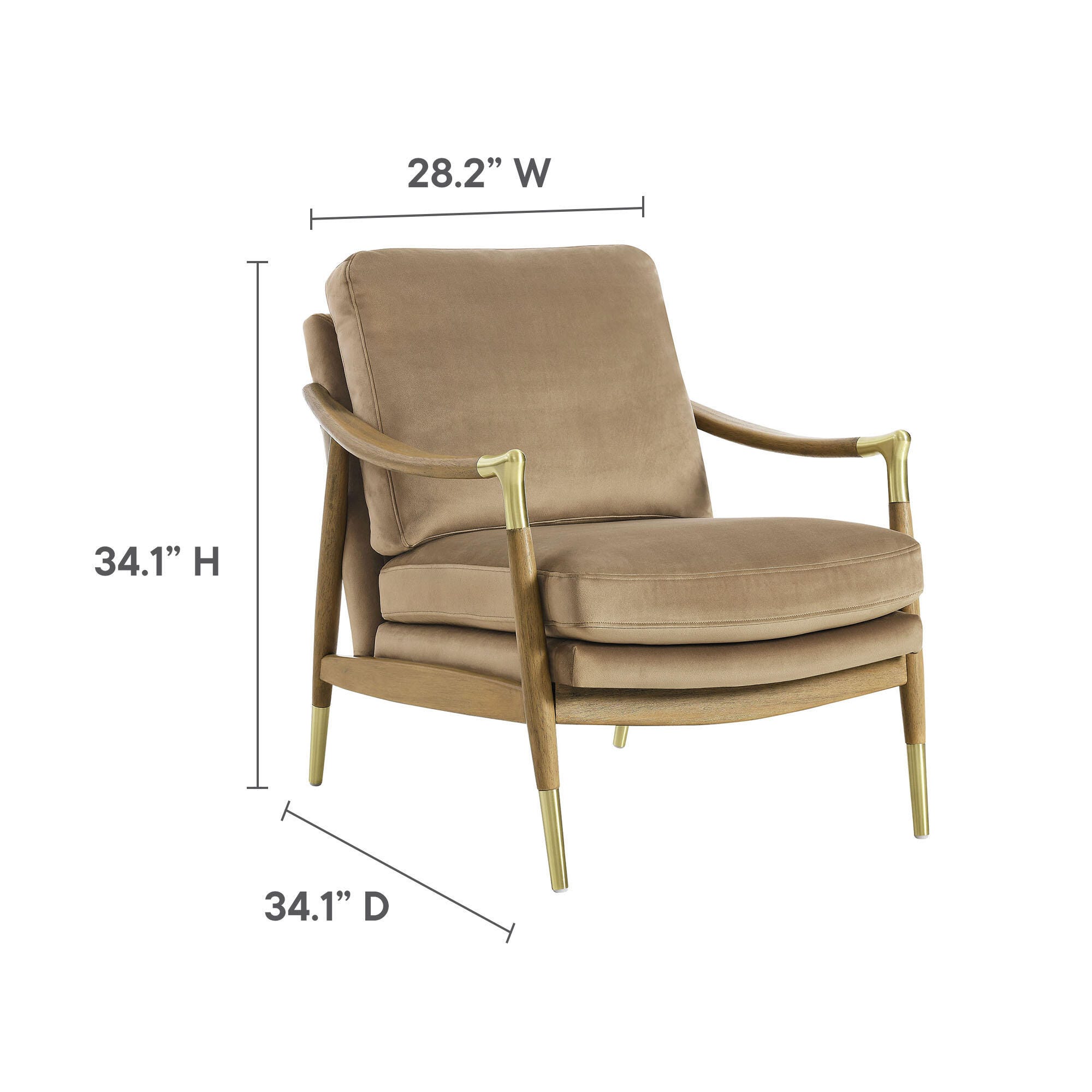 Modway Langford Accent Armchair, Taupe/Walnut, large