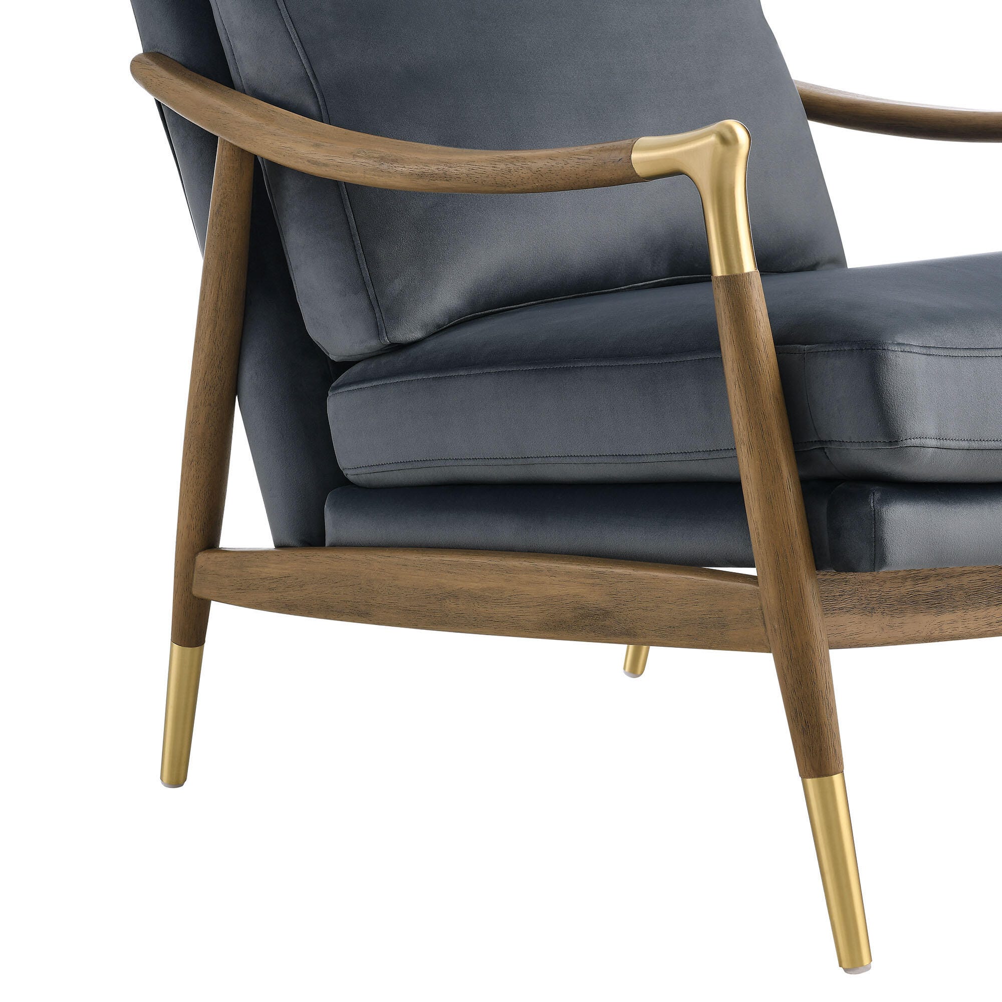 Modway Langford Accent Armchair, Cadet Blue/Walnut, large