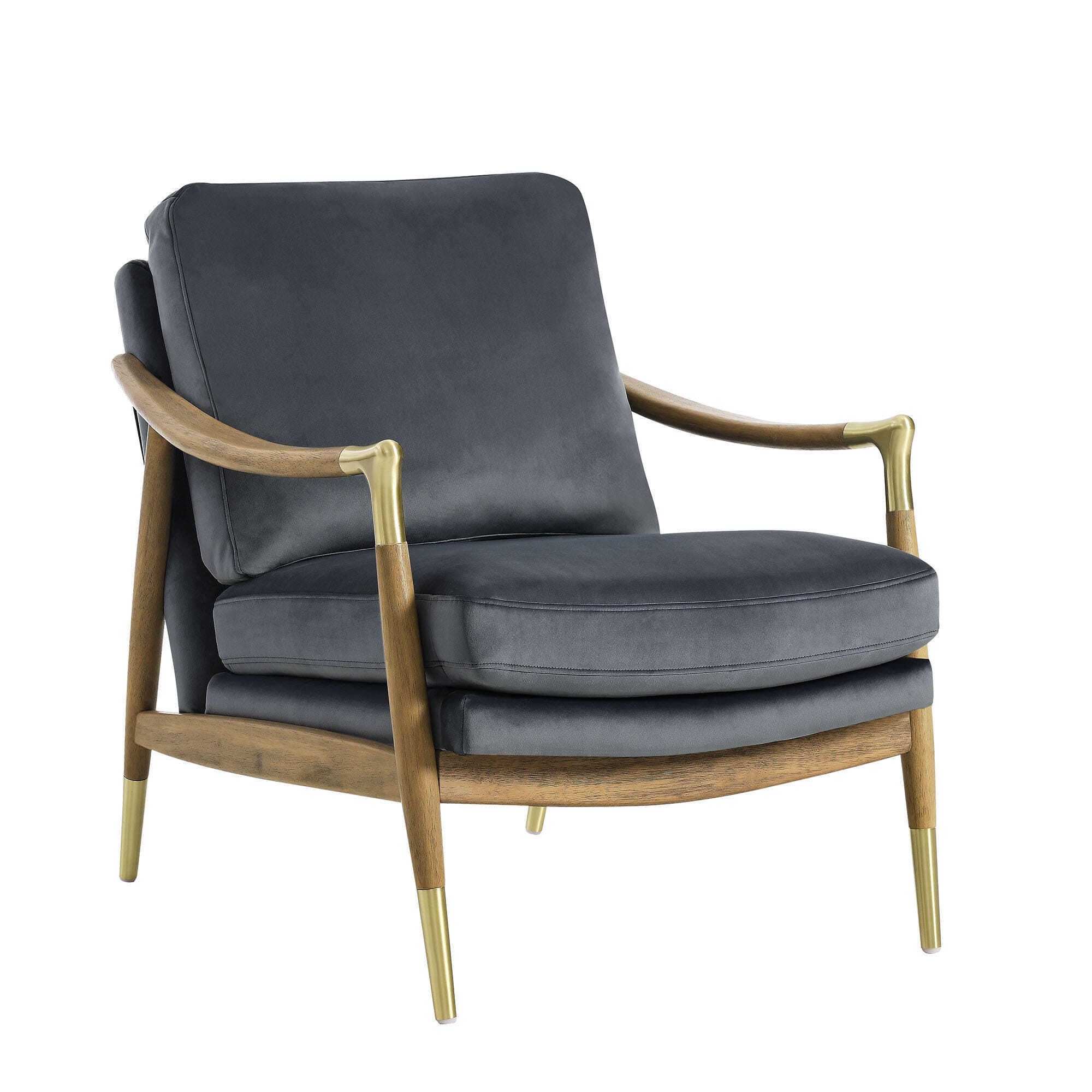 Modway Langford Accent Armchair, Cadet Blue/Walnut, large