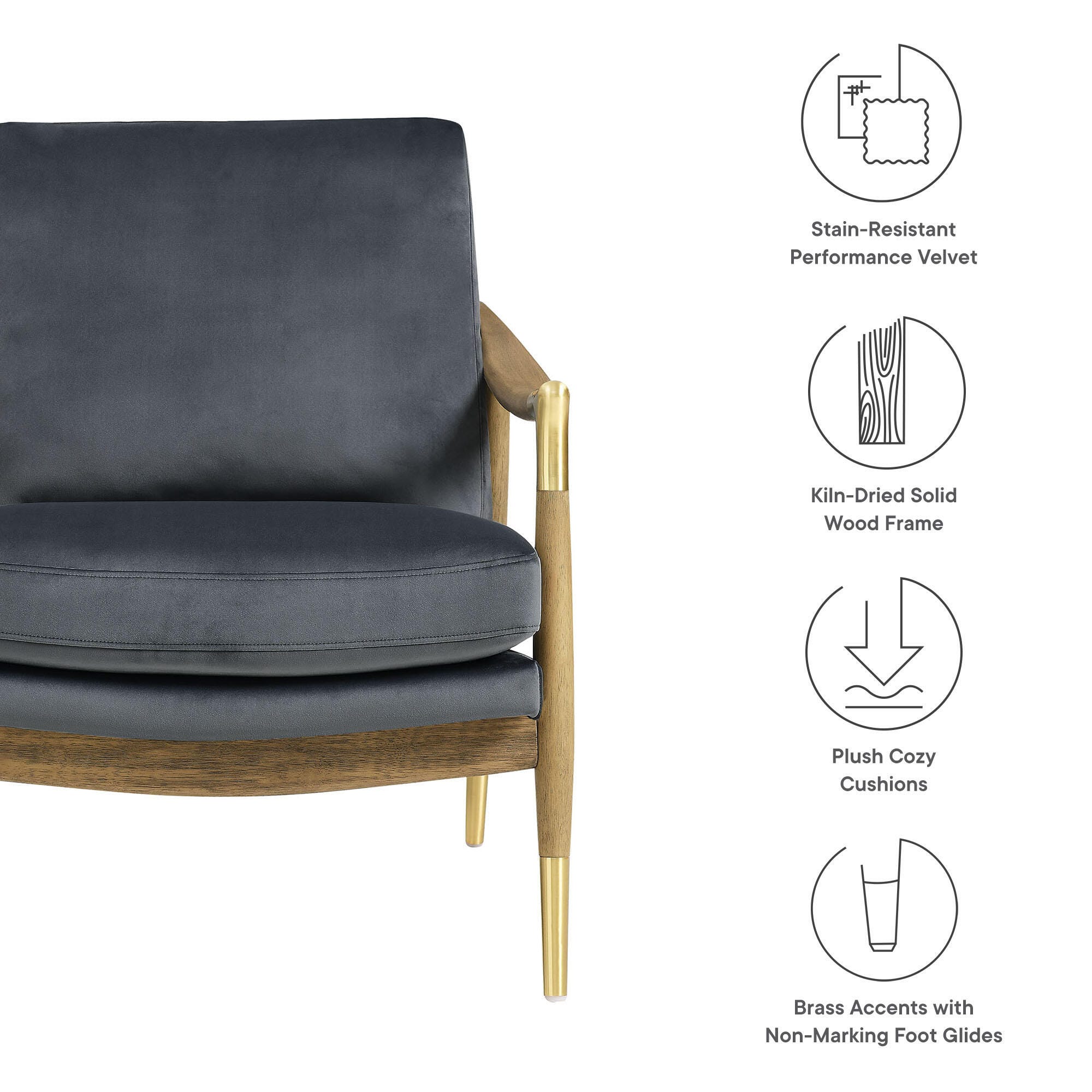 Modway Langford Accent Armchair, Cadet Blue/Walnut, large
