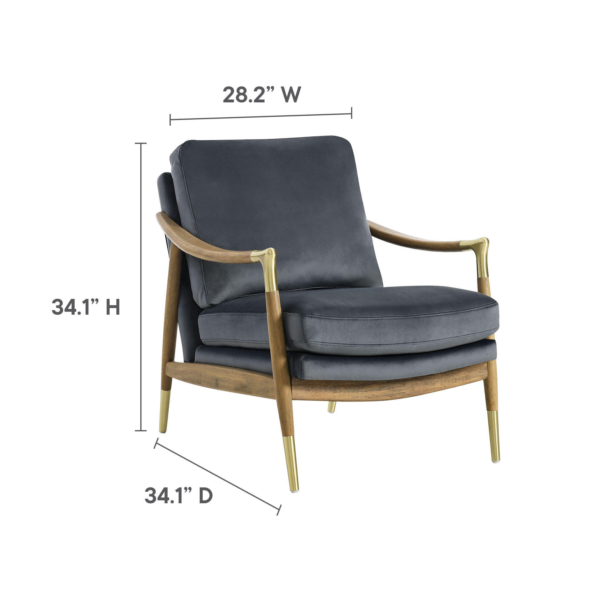 Modway Langford Accent Armchair, Cadet Blue/Walnut, large