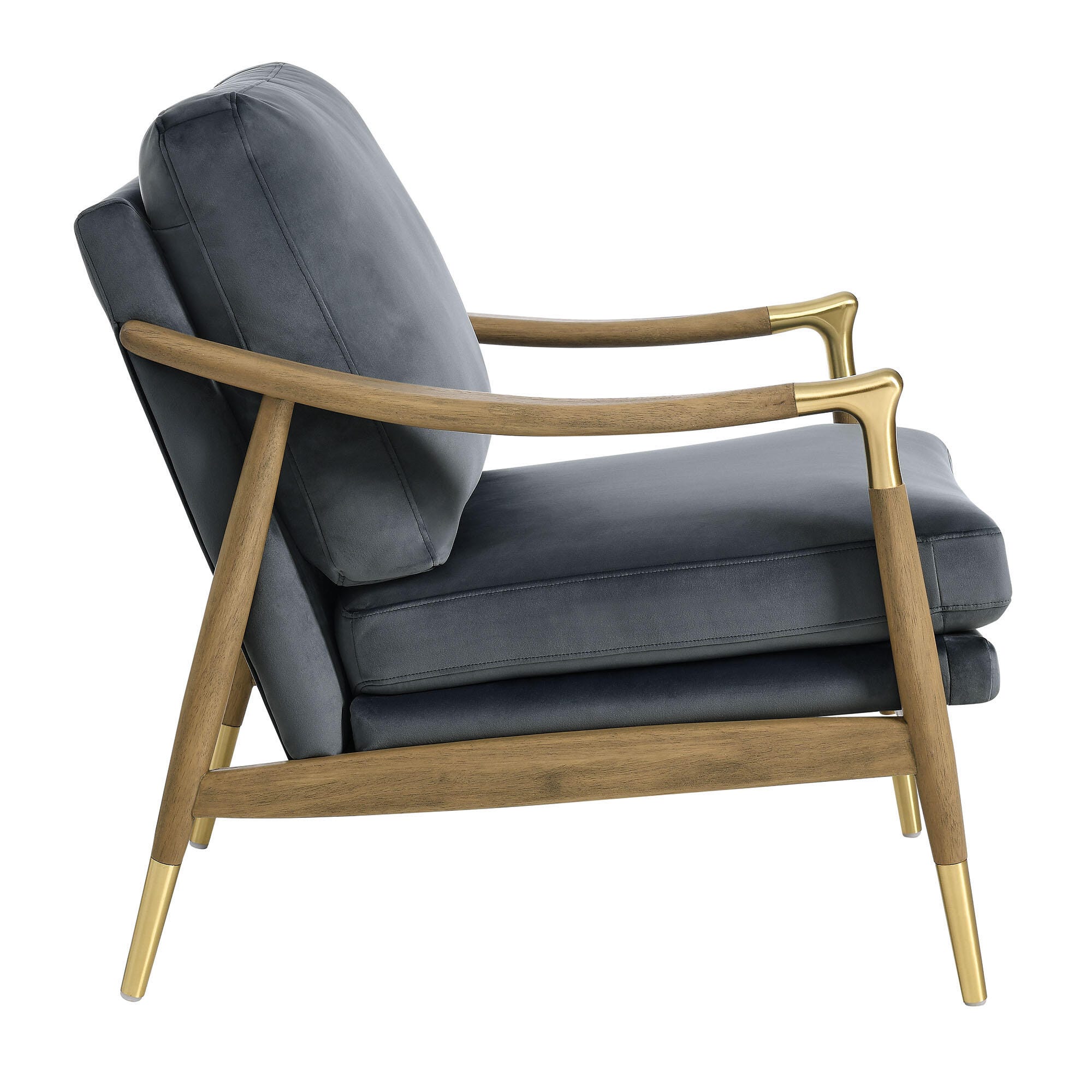 Modway Langford Accent Armchair, Cadet Blue/Walnut, large