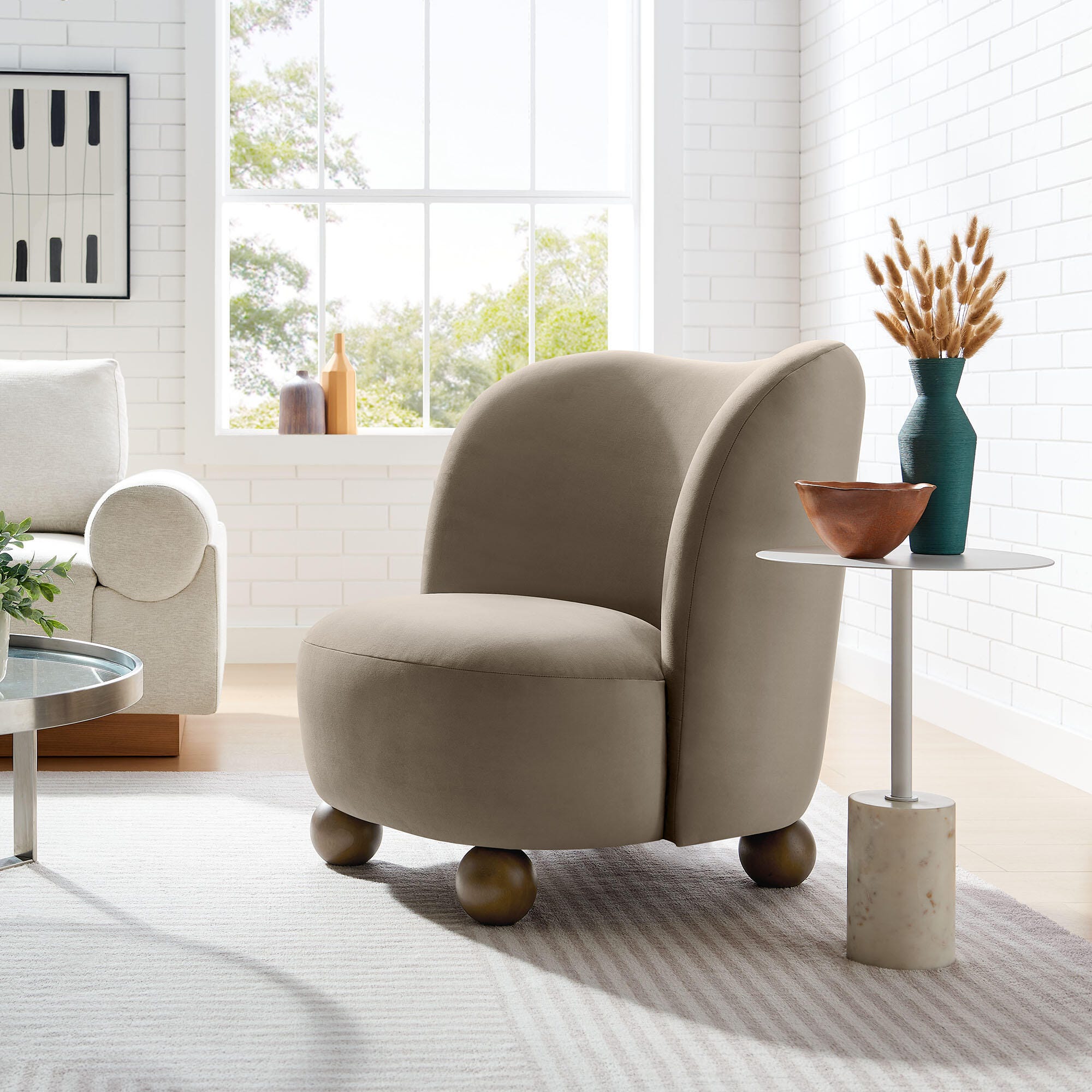 Modway Monroe Accent Chair, Taupe/Walnut, rollover
