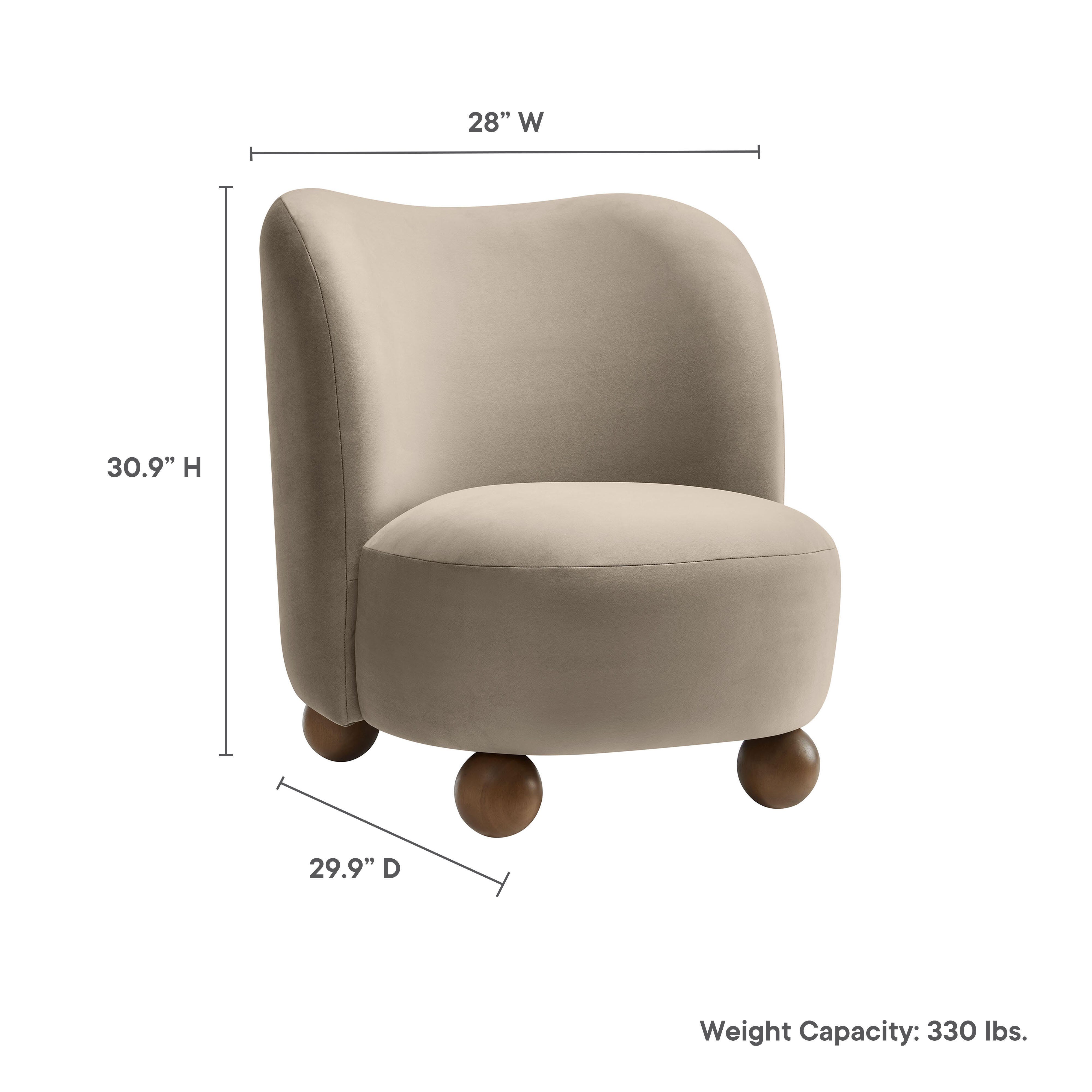 Modway Monroe Accent Chair, Taupe/Walnut, large
