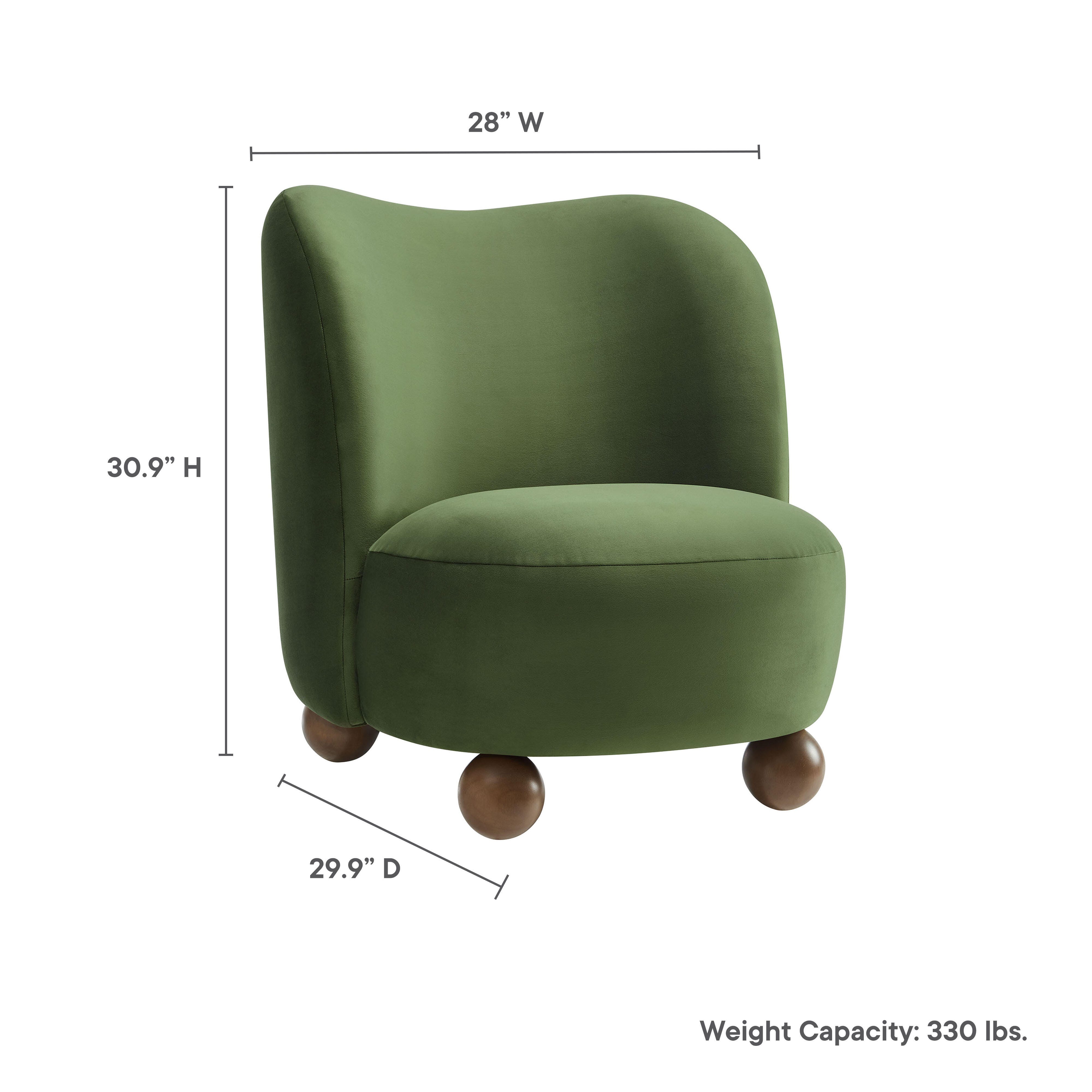 Modway Monroe Accent Chair, Moss Green/Walnut, large