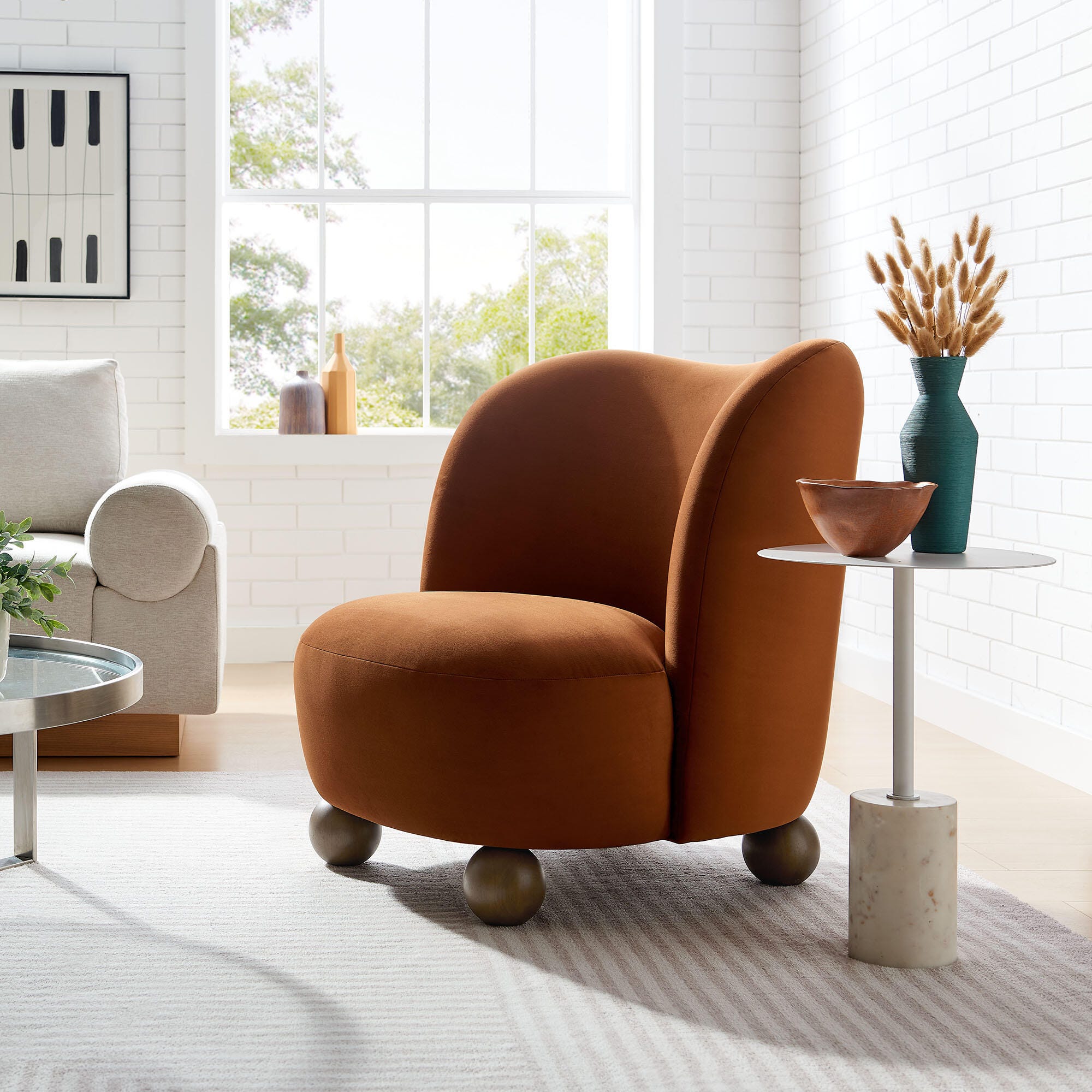 Modway Monroe Accent Chair, Rust/Walnut, large