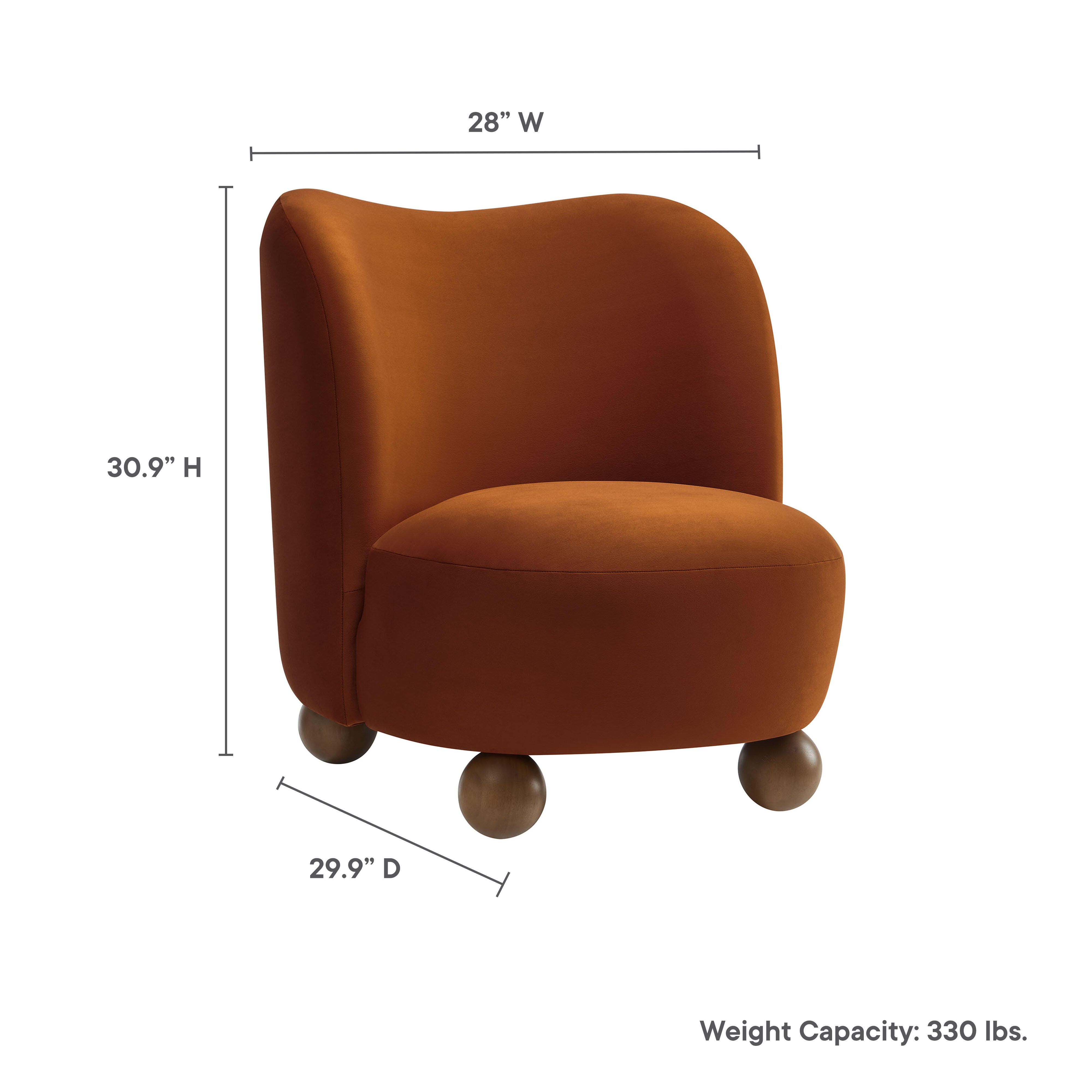 Modway Monroe Accent Chair, Rust/Walnut, large