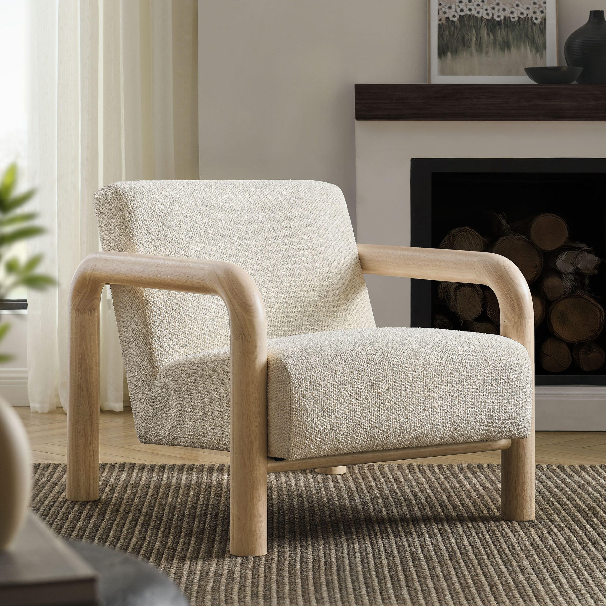 Modway Sereno Accent Chair, Cream/Oak, large