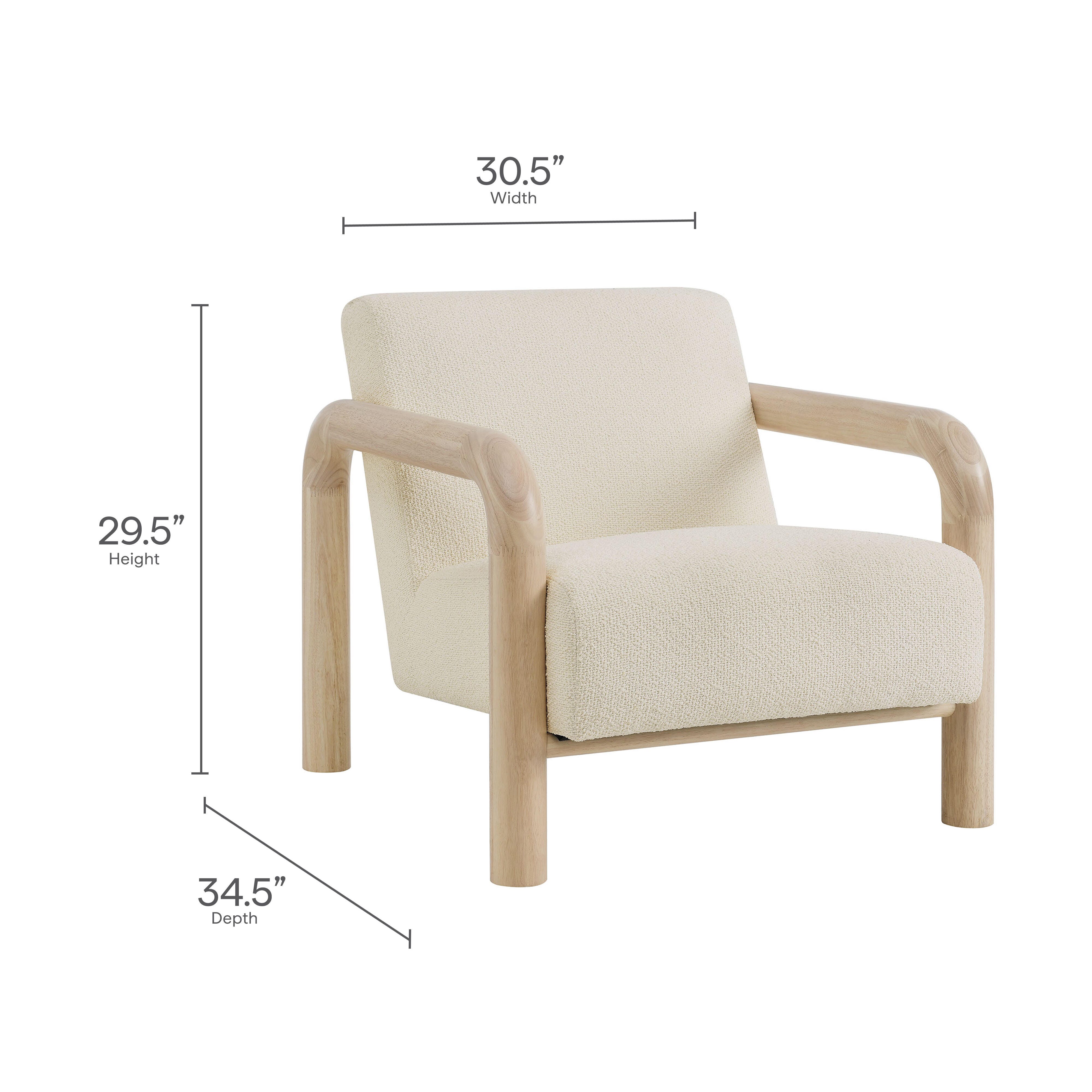Modway Sereno Accent Chair, Cream/Oak, large