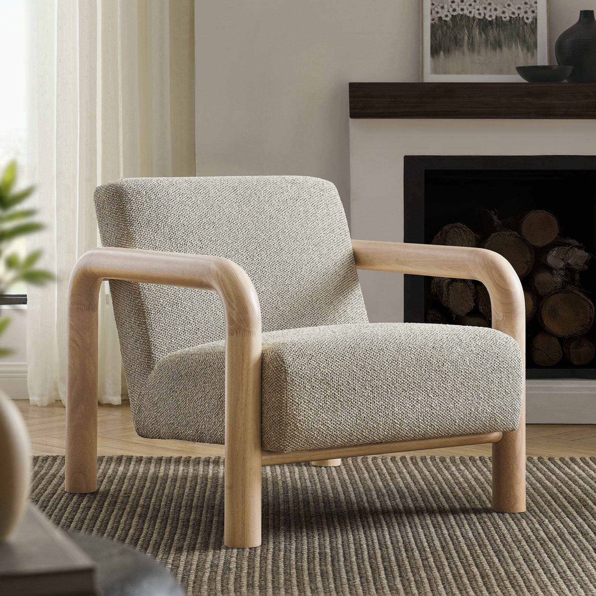 Modway Sereno Accent Chair, Marble Oak, large