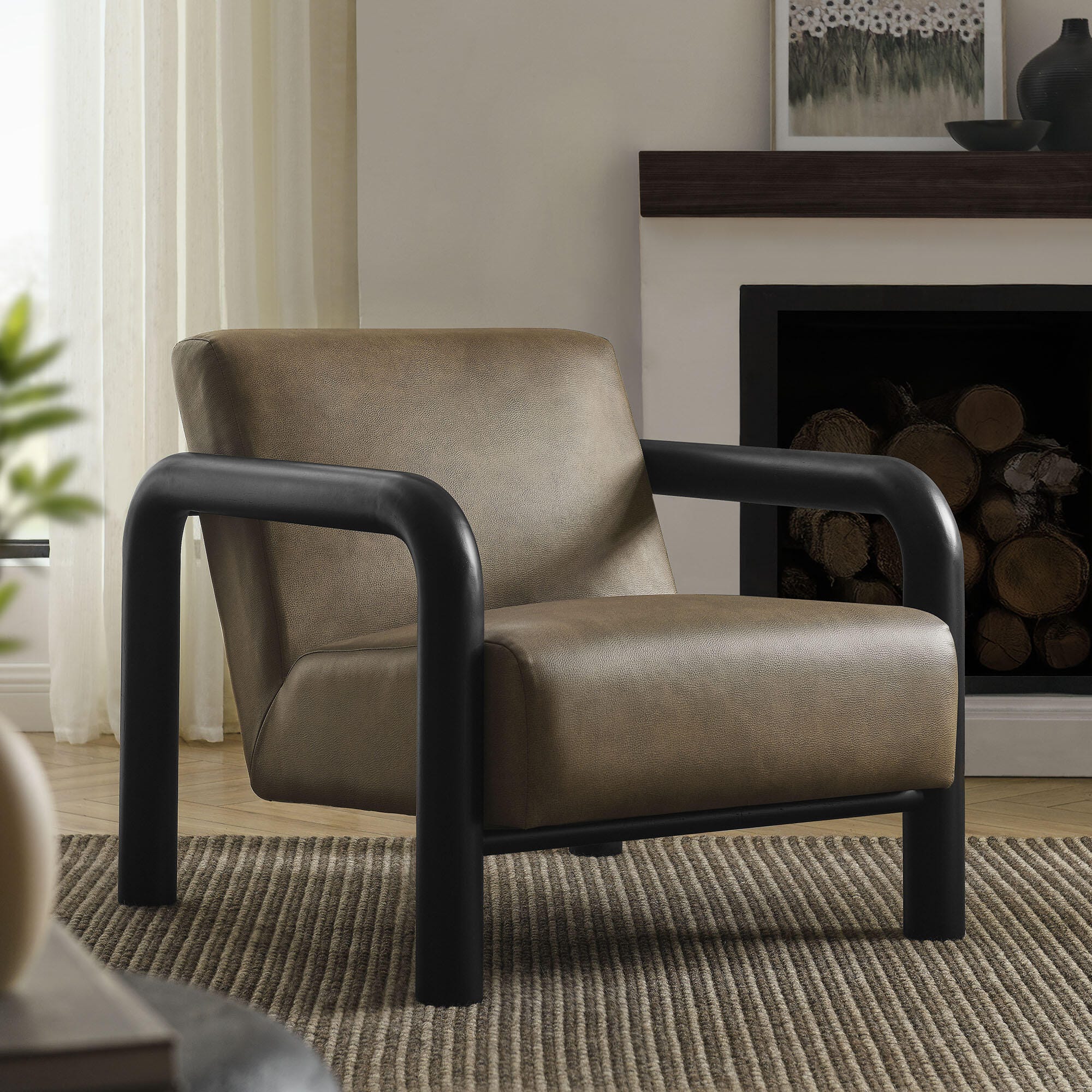 Modway Sereno Accent Chair, Mushroom/Black, large